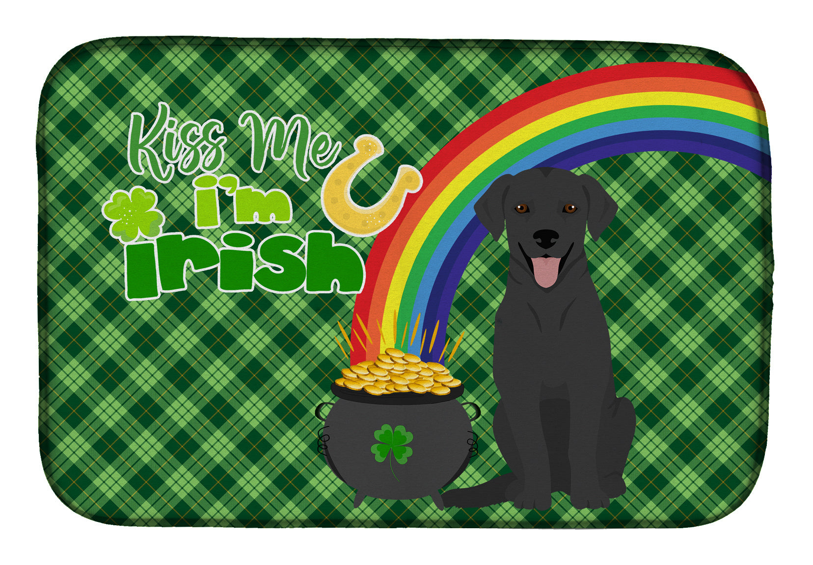 NEW Black Labrador Retriever St. Patrick's Day Dish Drying Mat Absorbent Dish Drying Mat Pad for Kitchen Counter Dish Drainer Mat for Countertop, 14 x 21", Multicolor