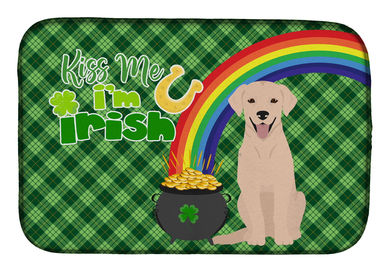 NEW Yellow Labrador Retriever St. Patrick's Day Dish Drying Mat Absorbent Dish Drying Mat Pad for Kitchen Counter Dish Drainer Mat for Countertop, 14 x 21", Multicolor