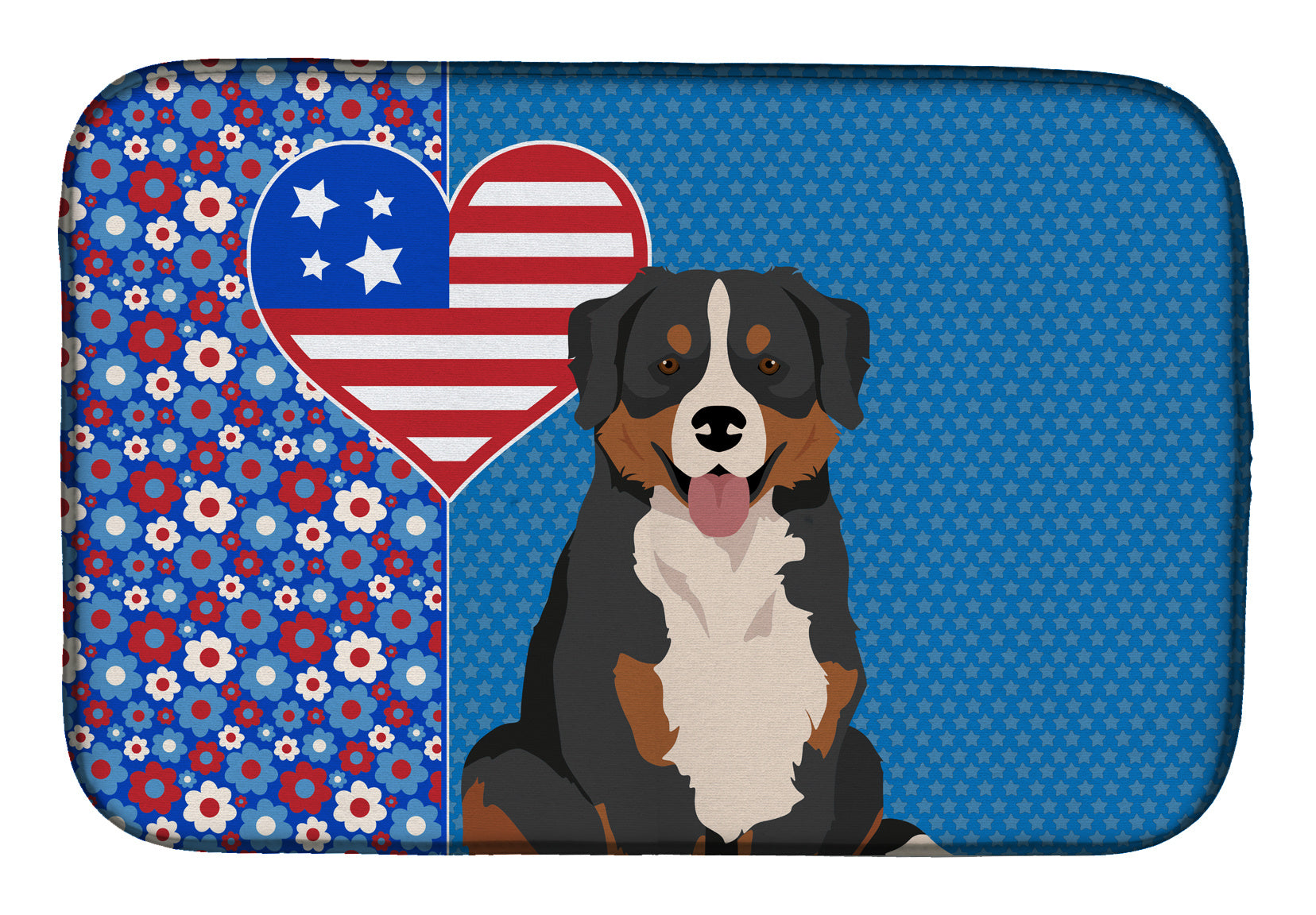 Bernese Mountain Dog USA American Dish Drying Mat Absorbent Dish Drying Mat Pad for Kitchen Counter Dish Drainer Mat for Countertop, 14 x 21", Multicolor