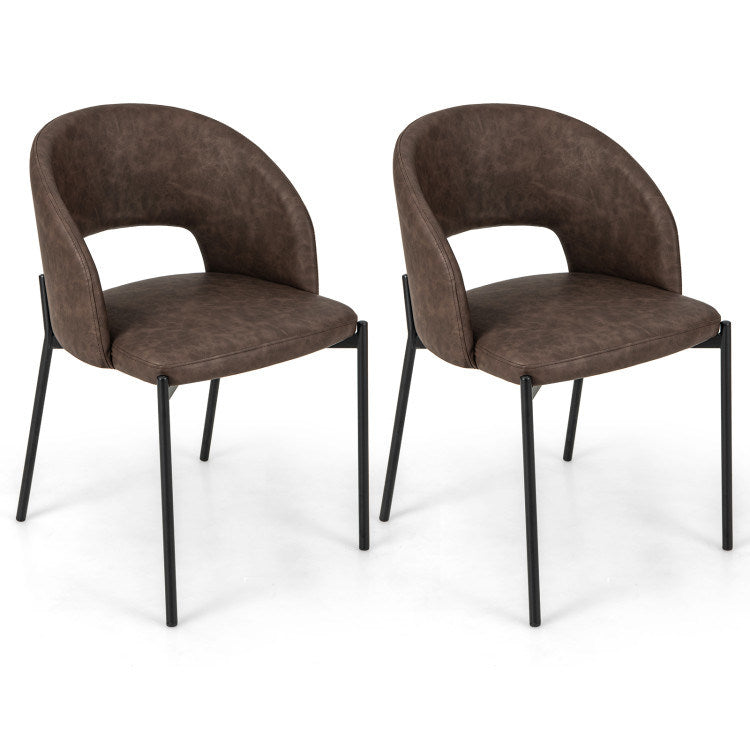 Dining Chair Set of 2 with High-density Sponge Cushion and PU Leather