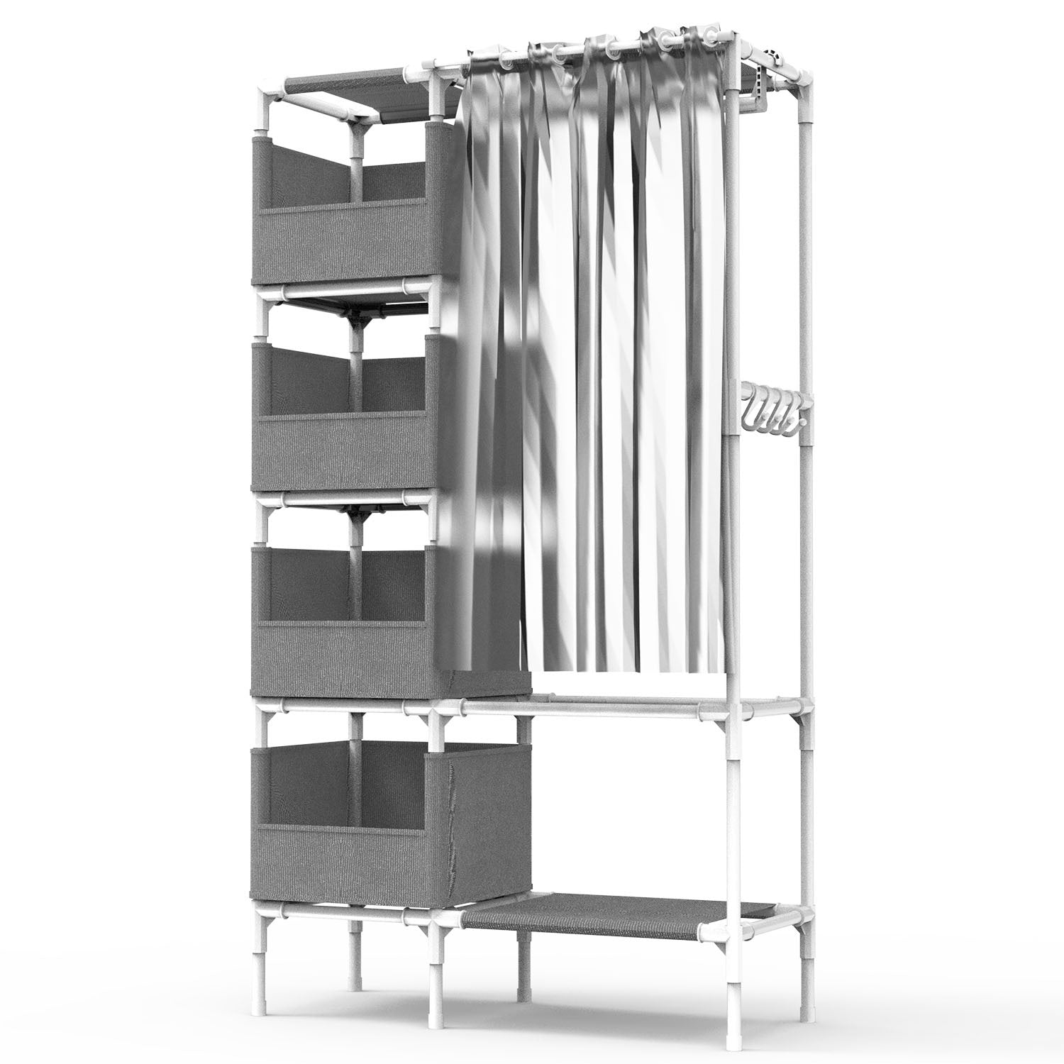 Portable Closet Wardrobe Clothes Storage Cabinet Organizer Garment Hanging Rack Shelves