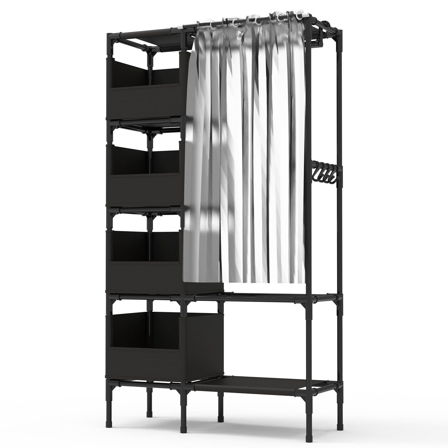 Portable Closet Wardrobe Clothes Storage Cabinet Organizer Garment Hanging Rack Shelves