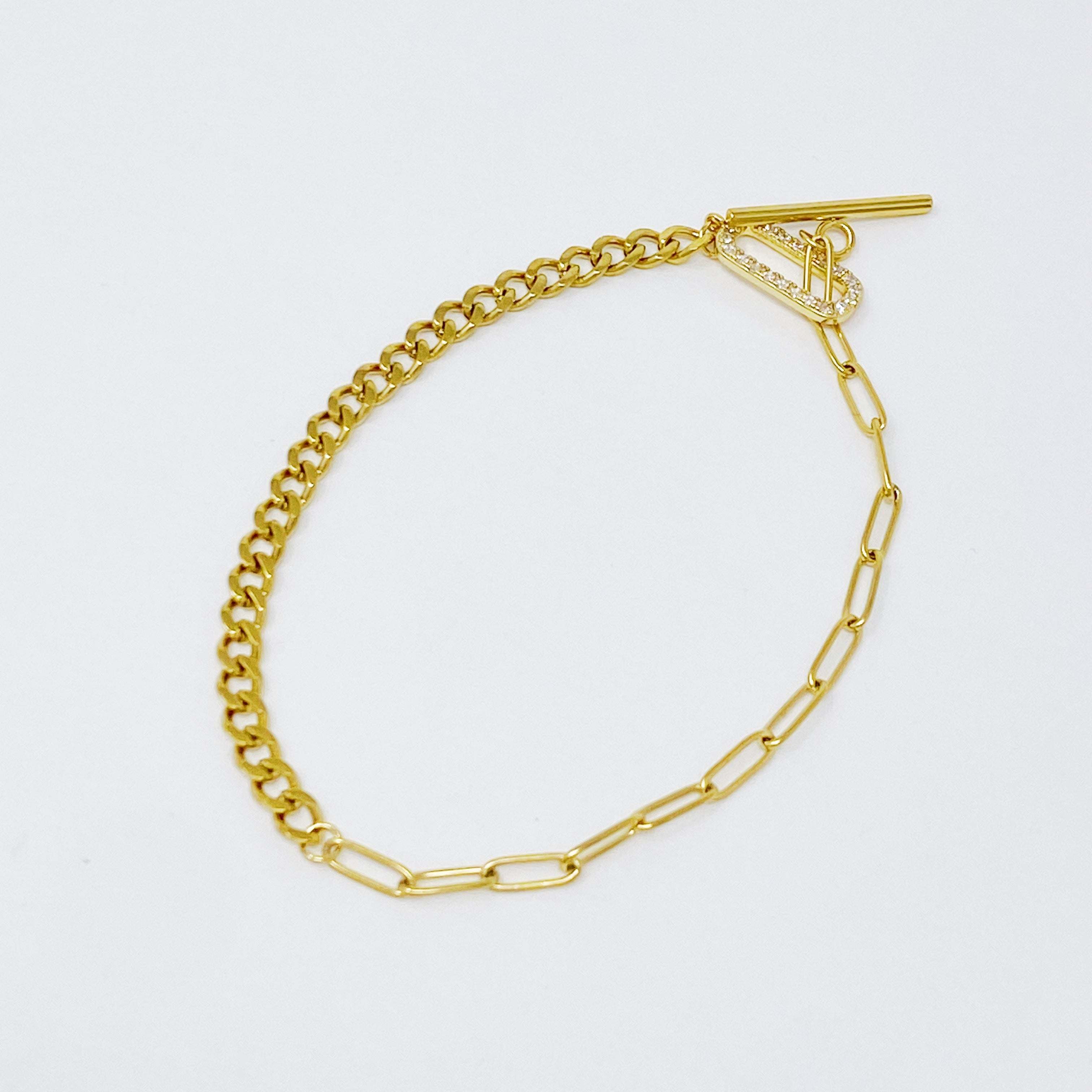 Mixed Chain Glam Toggle Anklet