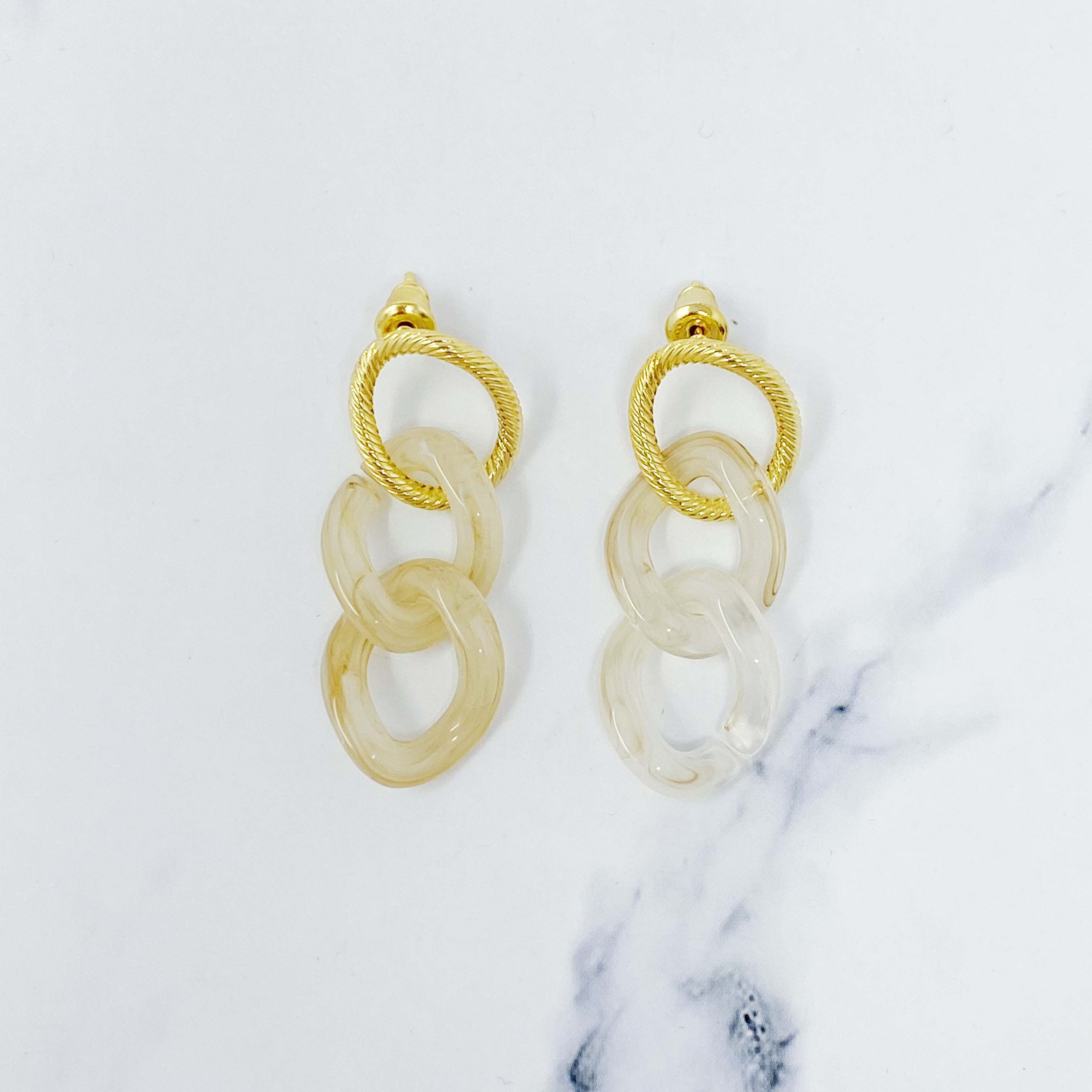 Linked Marble Drop Earrings