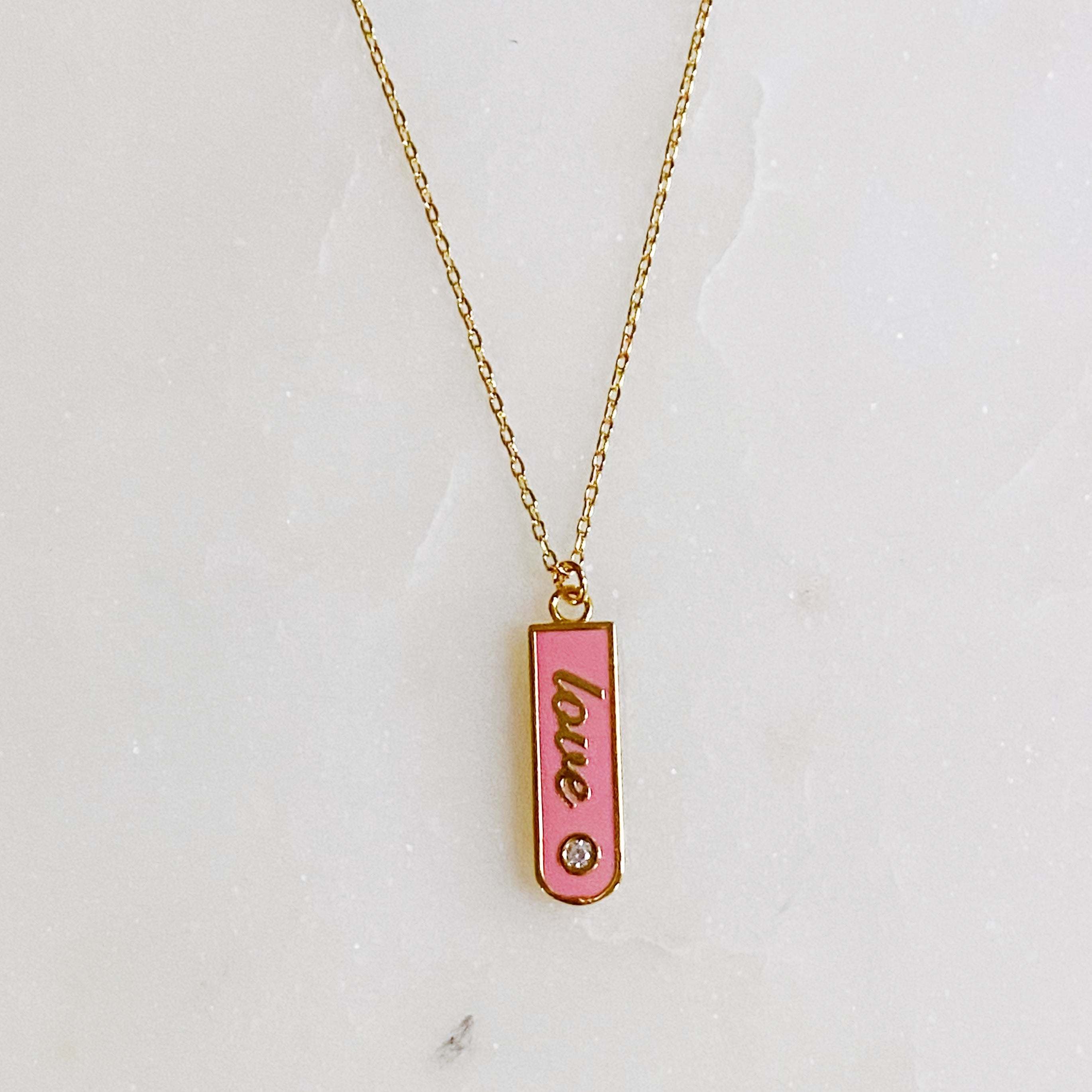 Love Drop Bar Necklace