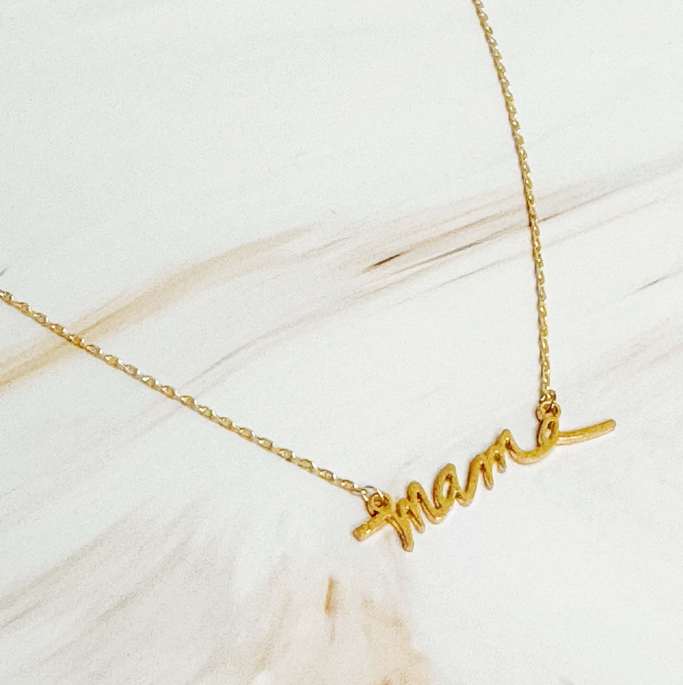 Mama Script Necklace