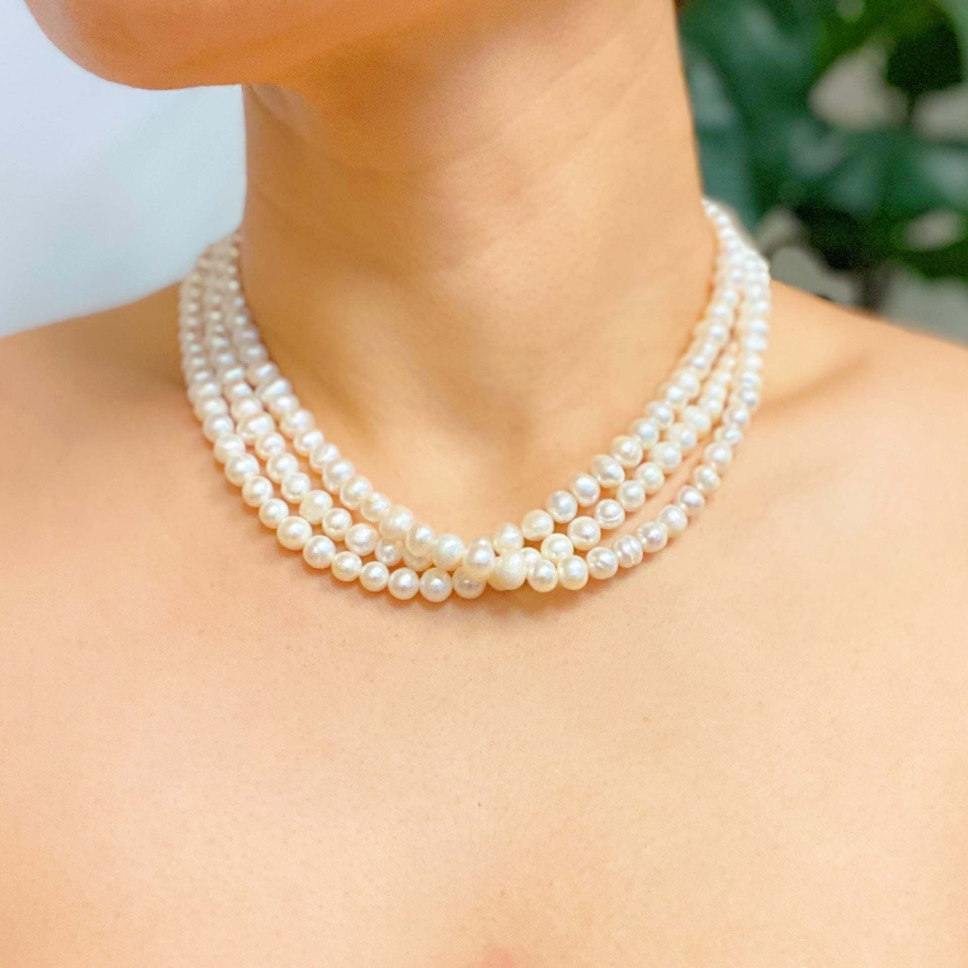 Three Strands Freshwater Pearl Necklace