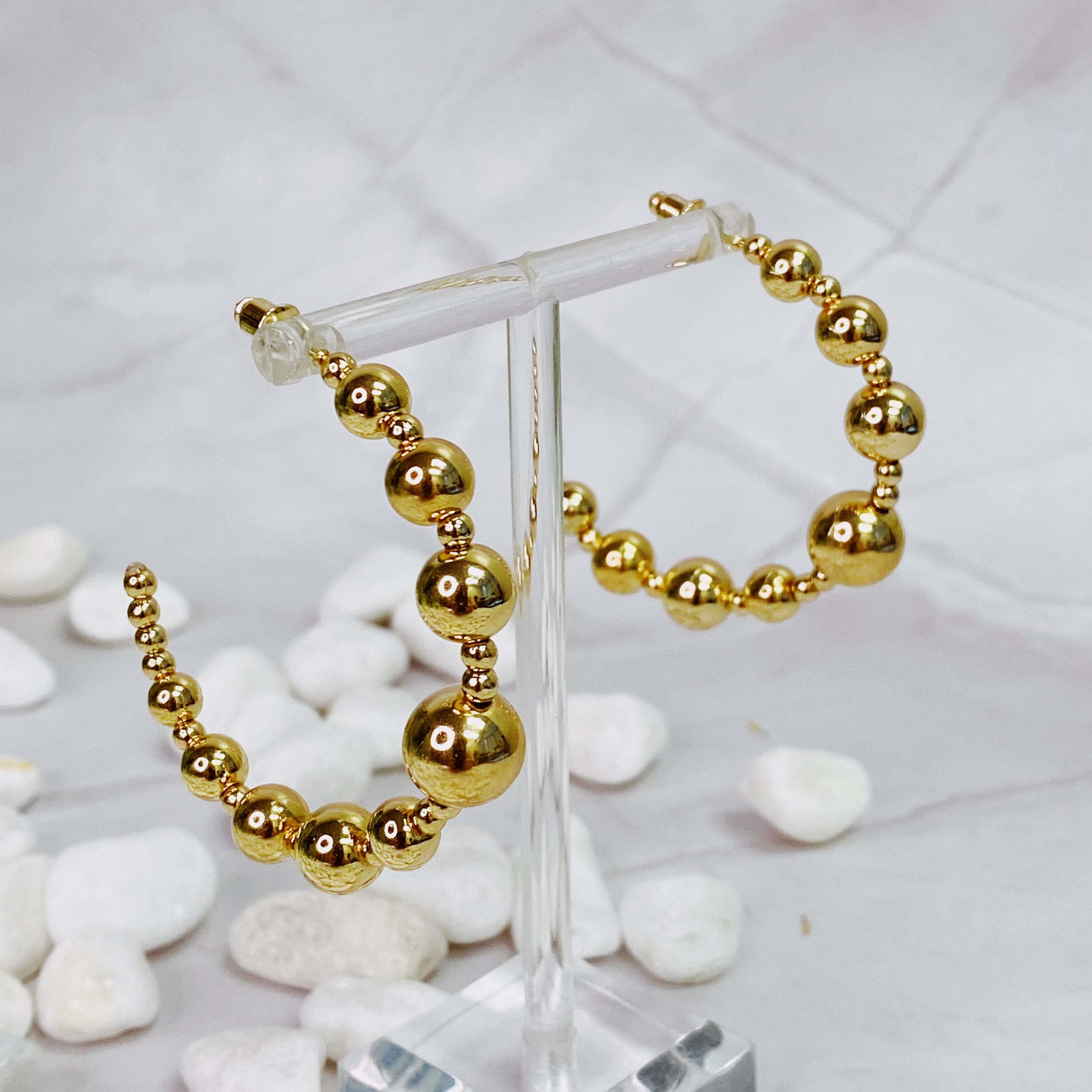 Golden Ball Hoop Earrings