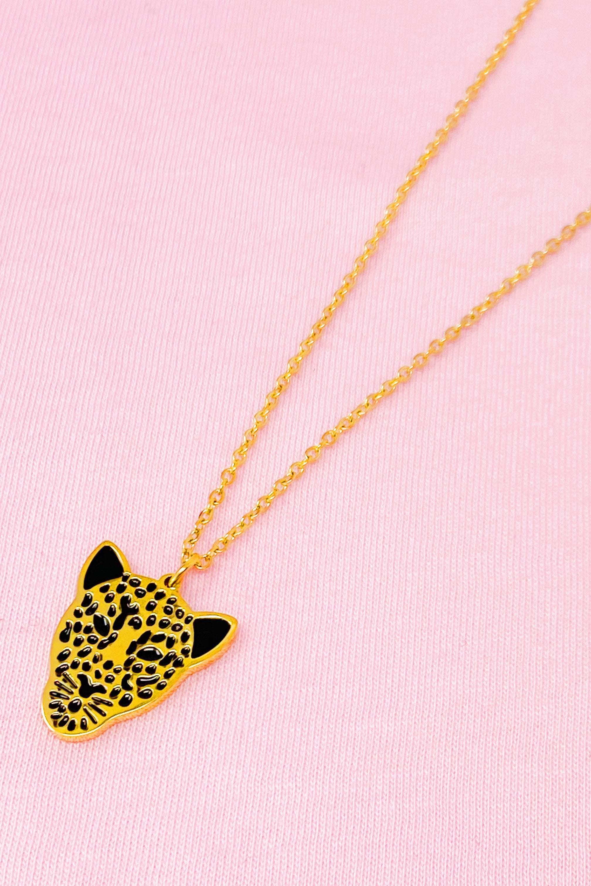 Golden Leopard Pendant Necklace