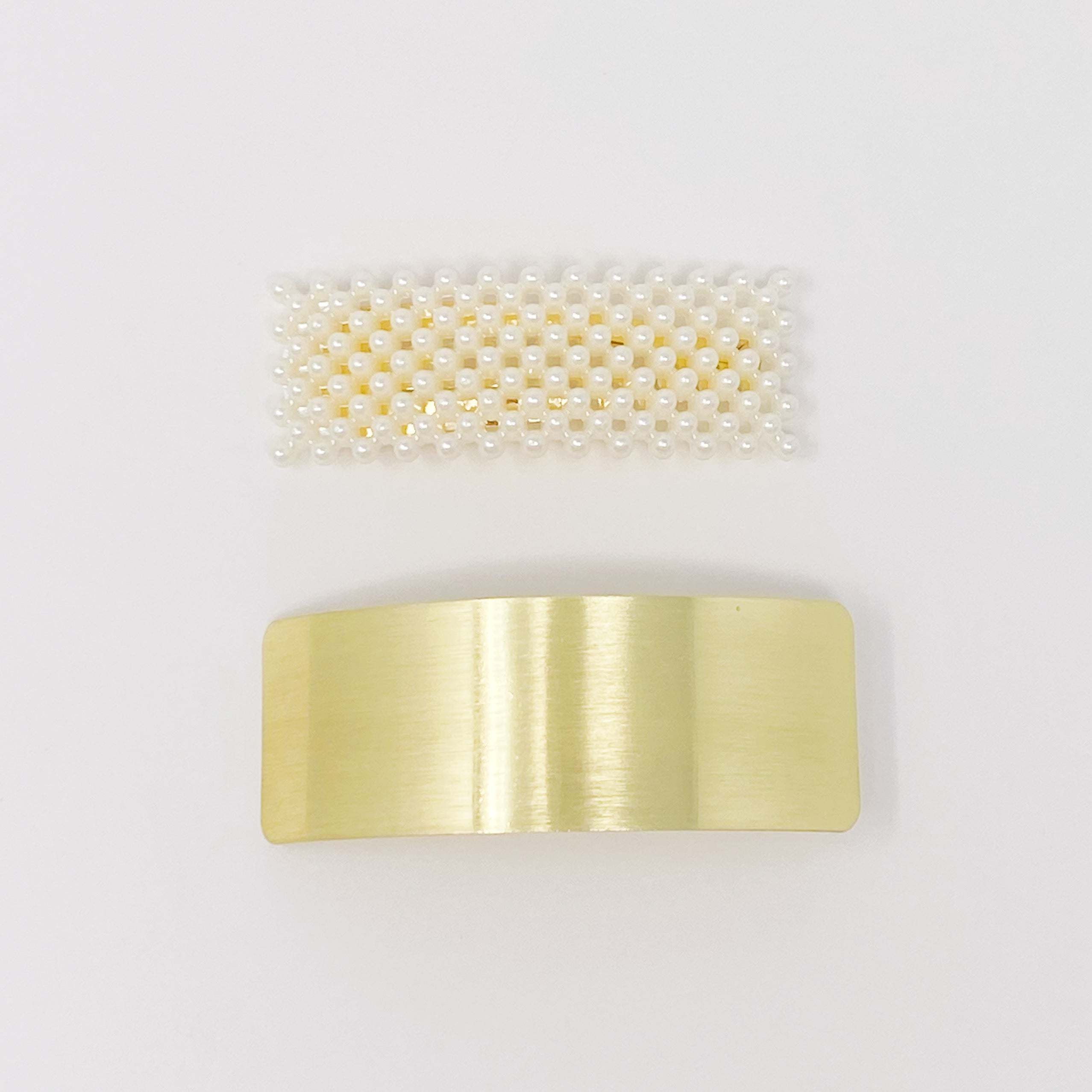 Golden Pearl Hair Barrette Set