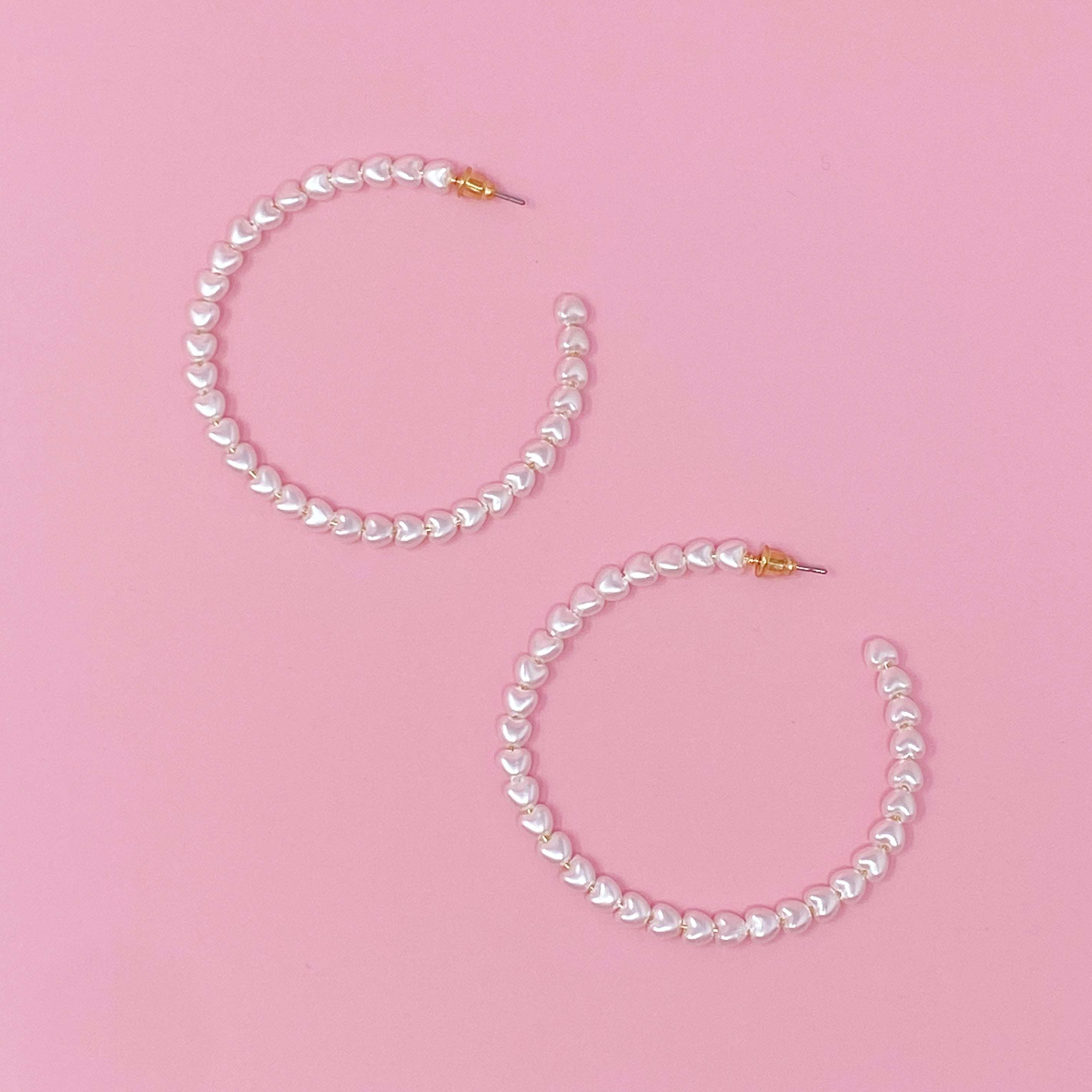 Heart Pearl Hoop Earrings