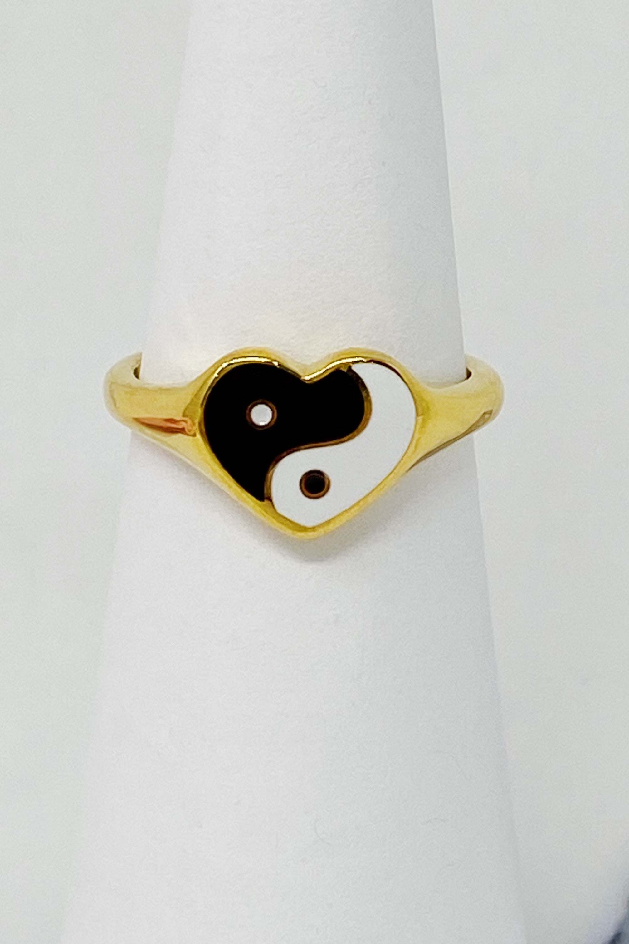 Yin Yang Heart Signet Ring