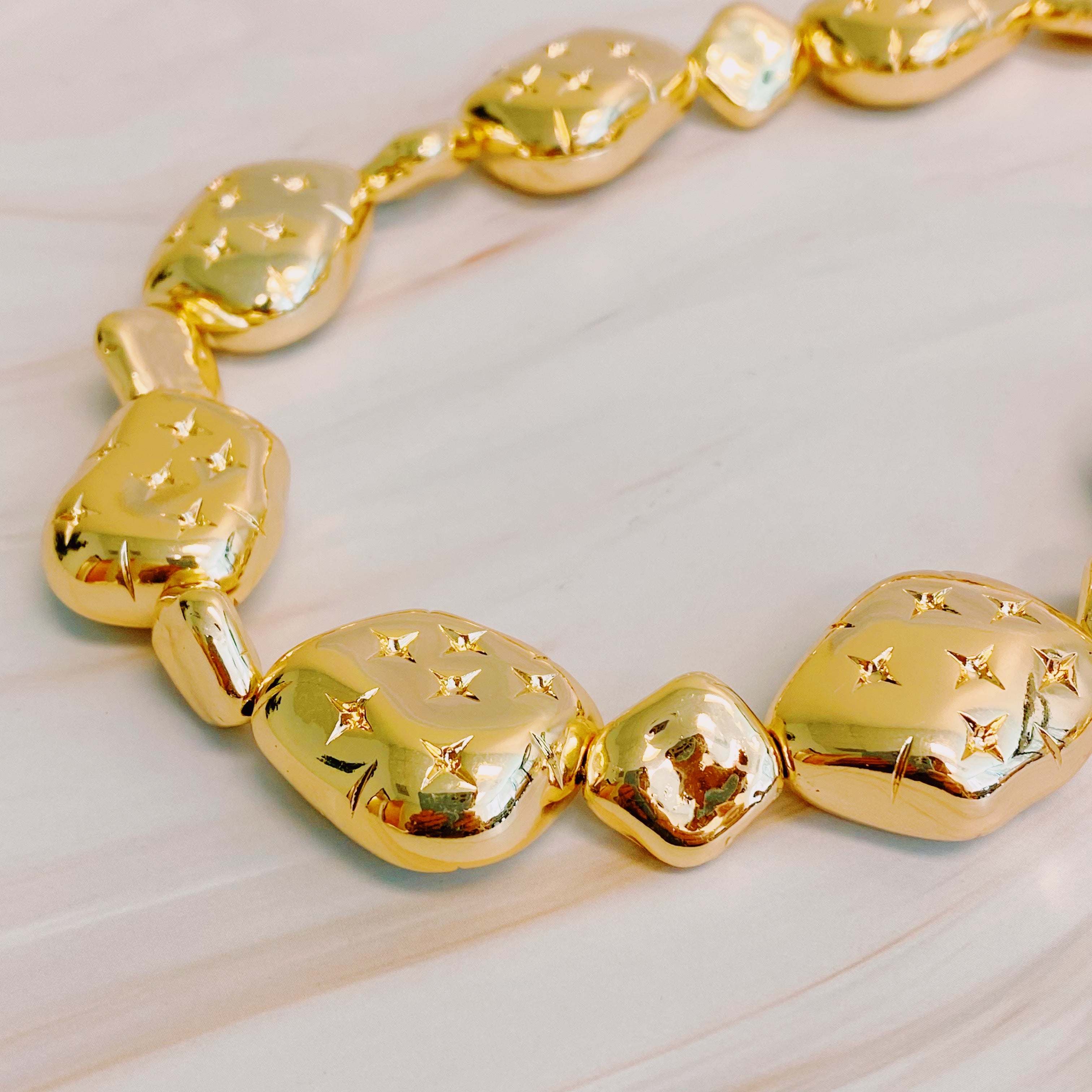 Starlight Golden Pebble Necklace