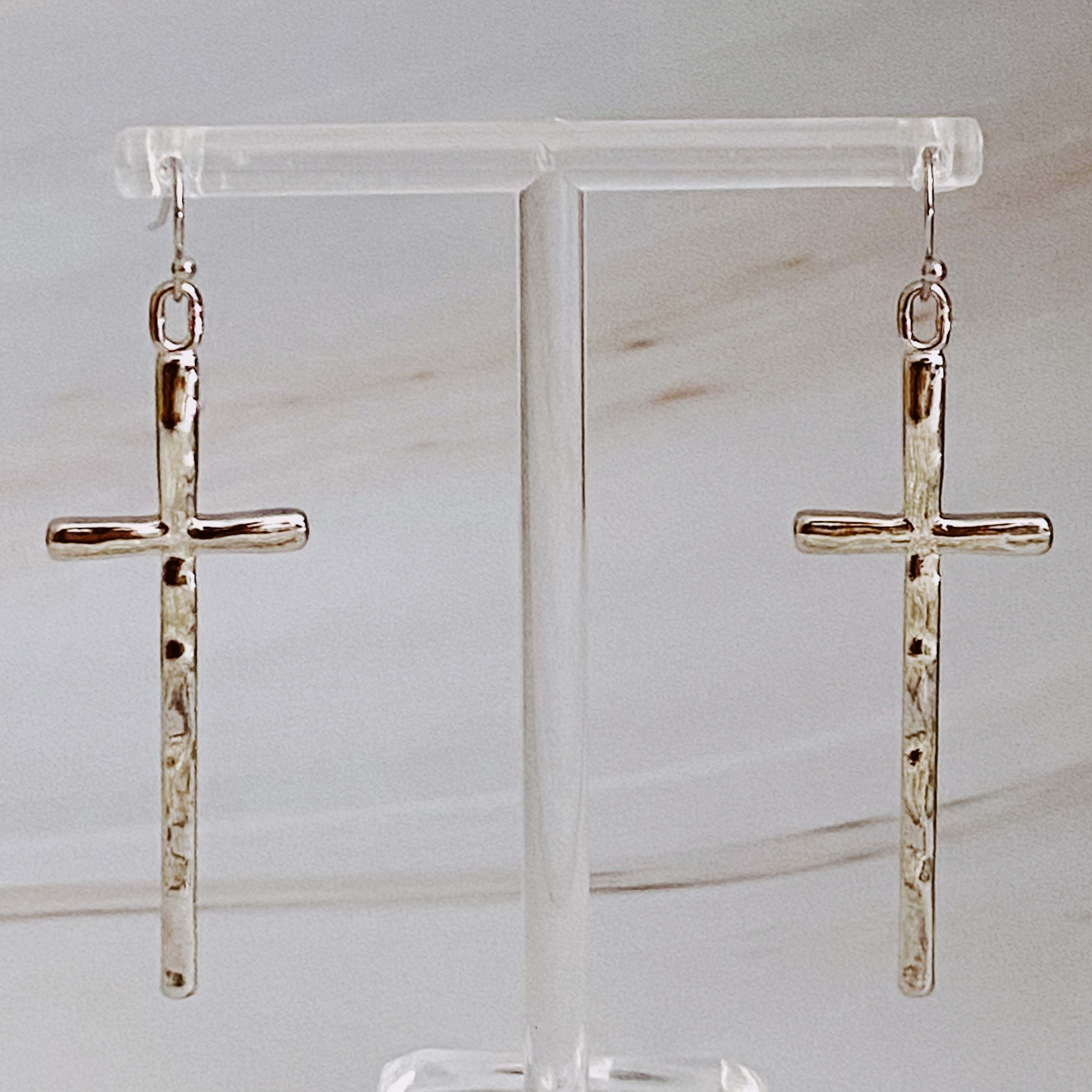 Slim And Stylish Cross Earrings