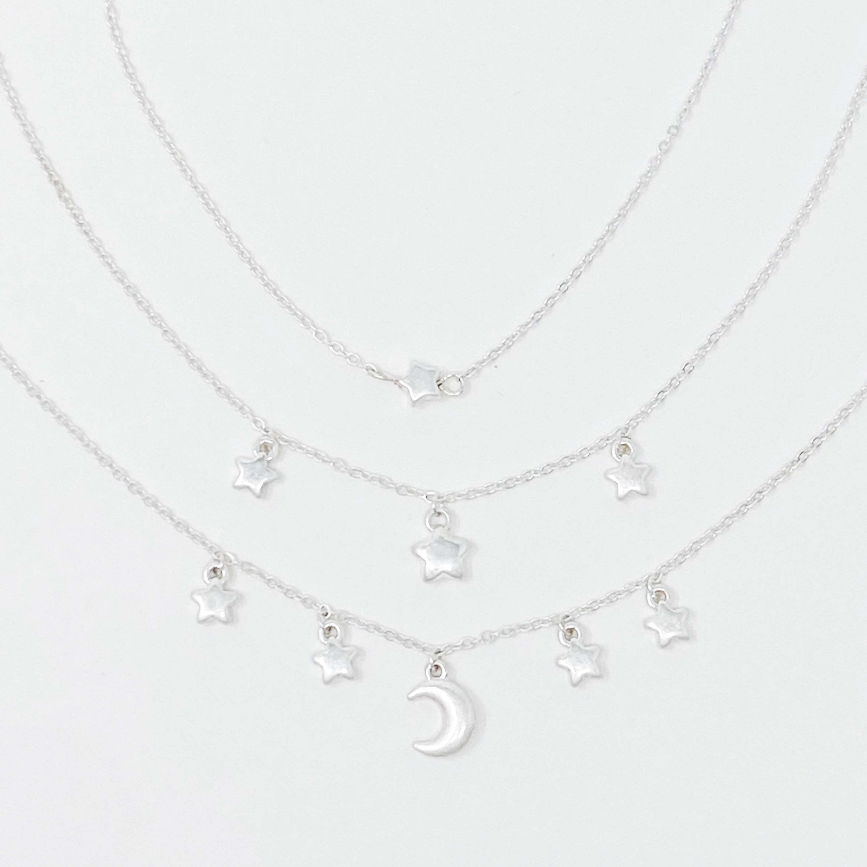 Starred Up Chain Anklet, Set of 3