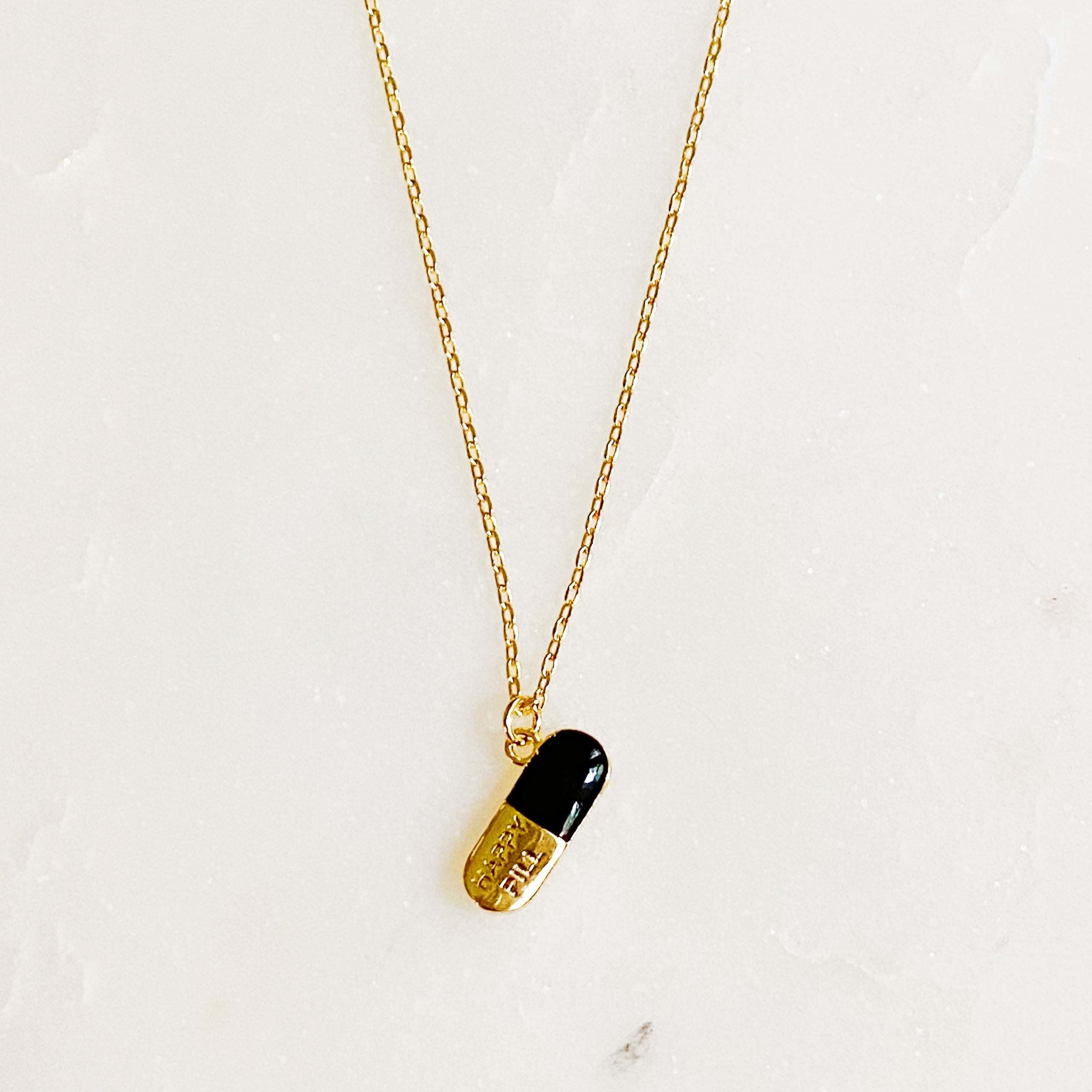 Happy Pill Pendant Necklace