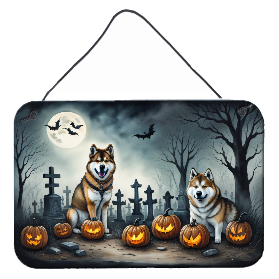 NEW Akita Spooky Halloween Wall or Door Hanging Prints Aluminum Metal Sign Kitchen Wall Bar Bathroom Plaque Home Decor, 8HX12W, Multicolor