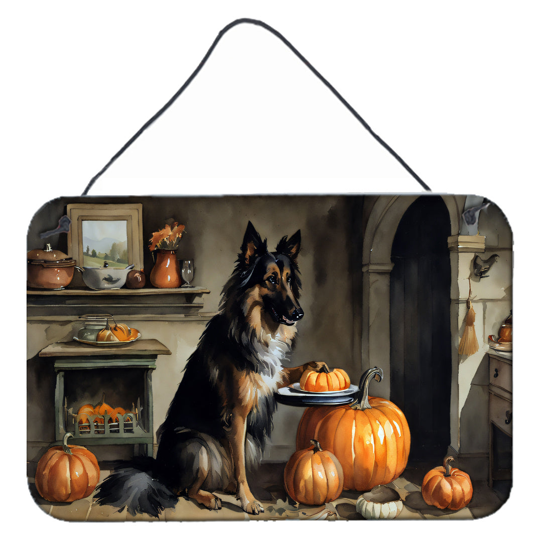 NEW Belgian Tervuren Fall Kitchen Pumpkins Wall or Door Hanging Prints Aluminum Metal Sign Kitchen Wall Bar Bathroom Plaque Home Decor, 8HX12W, Multicolor