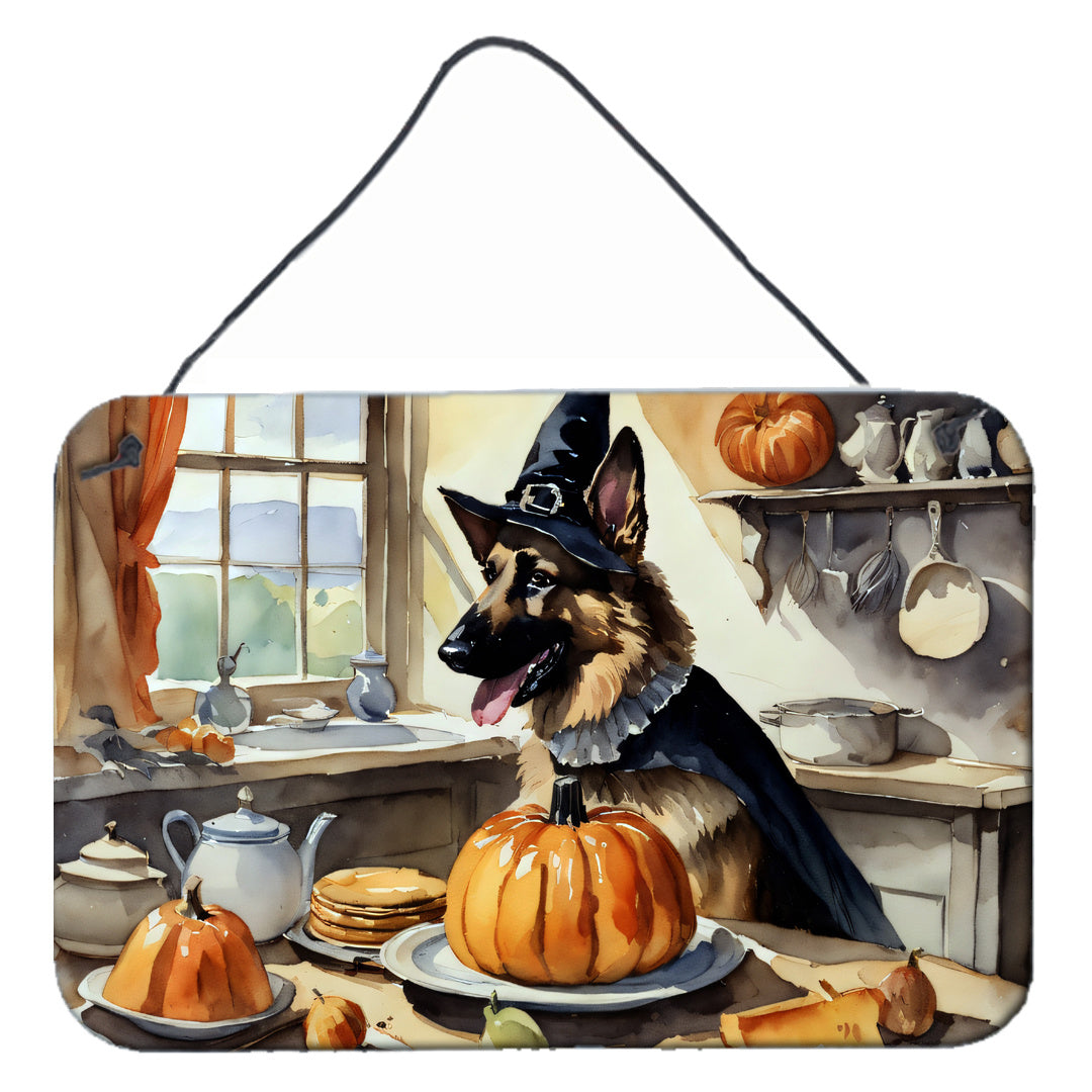 NEW German Shepherd Fall Kitchen Pumpkins Wall or Door Hanging Prints Aluminum Metal Sign Kitchen Wall Bar Bathroom Plaque Home Decor, 8HX12W, Multicolor