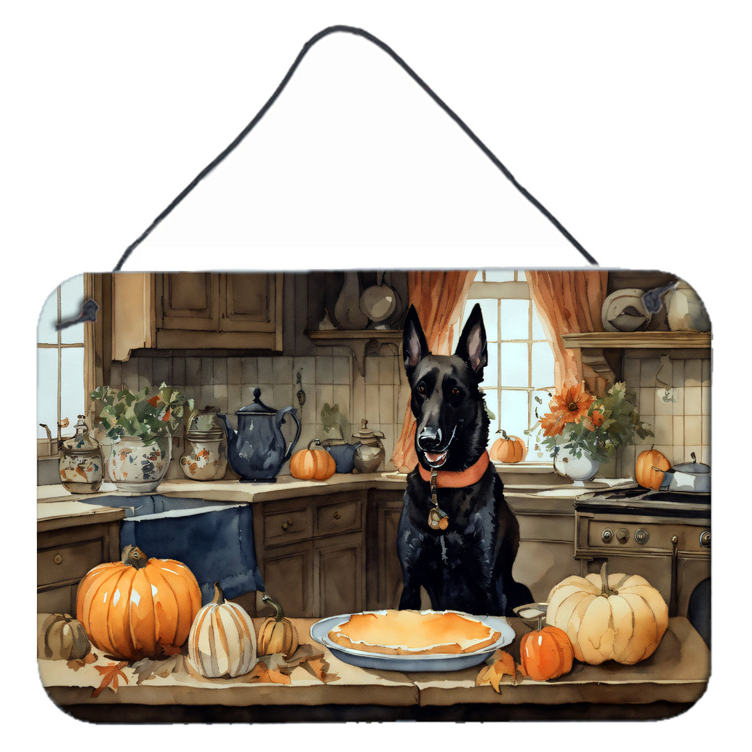 NEW Belgian Malinois Fall Kitchen Pumpkins Wall or Door Hanging Prints Aluminum Metal Sign Kitchen Wall Bar Bathroom Plaque Home Decor, 8HX12W, Multicolor