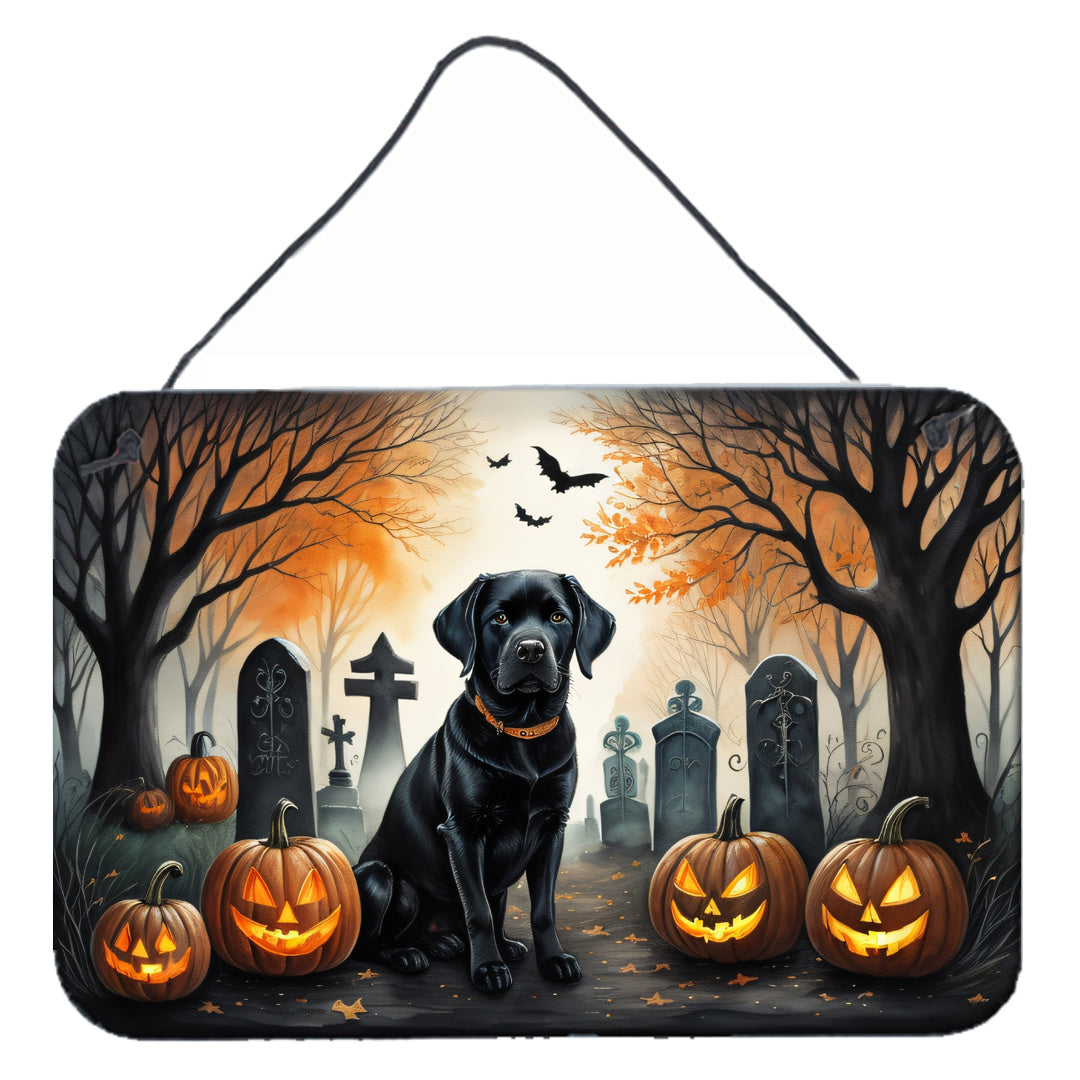 NEW Black Labrador Retriever Spooky Halloween Wall or Door Hanging Prints Aluminum Metal Sign Kitchen Wall Bar Bathroom Plaque Home Decor, 8HX12W, Multicolor