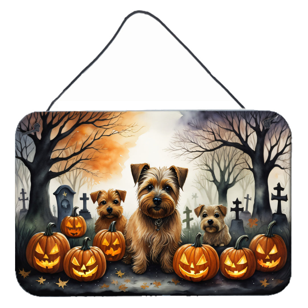 NEW Norfolk Terrier Spooky Halloween Wall or Door Hanging Prints Aluminum Metal Sign Kitchen Wall Bar Bathroom Plaque Home Decor, 8HX12W, Multicolor