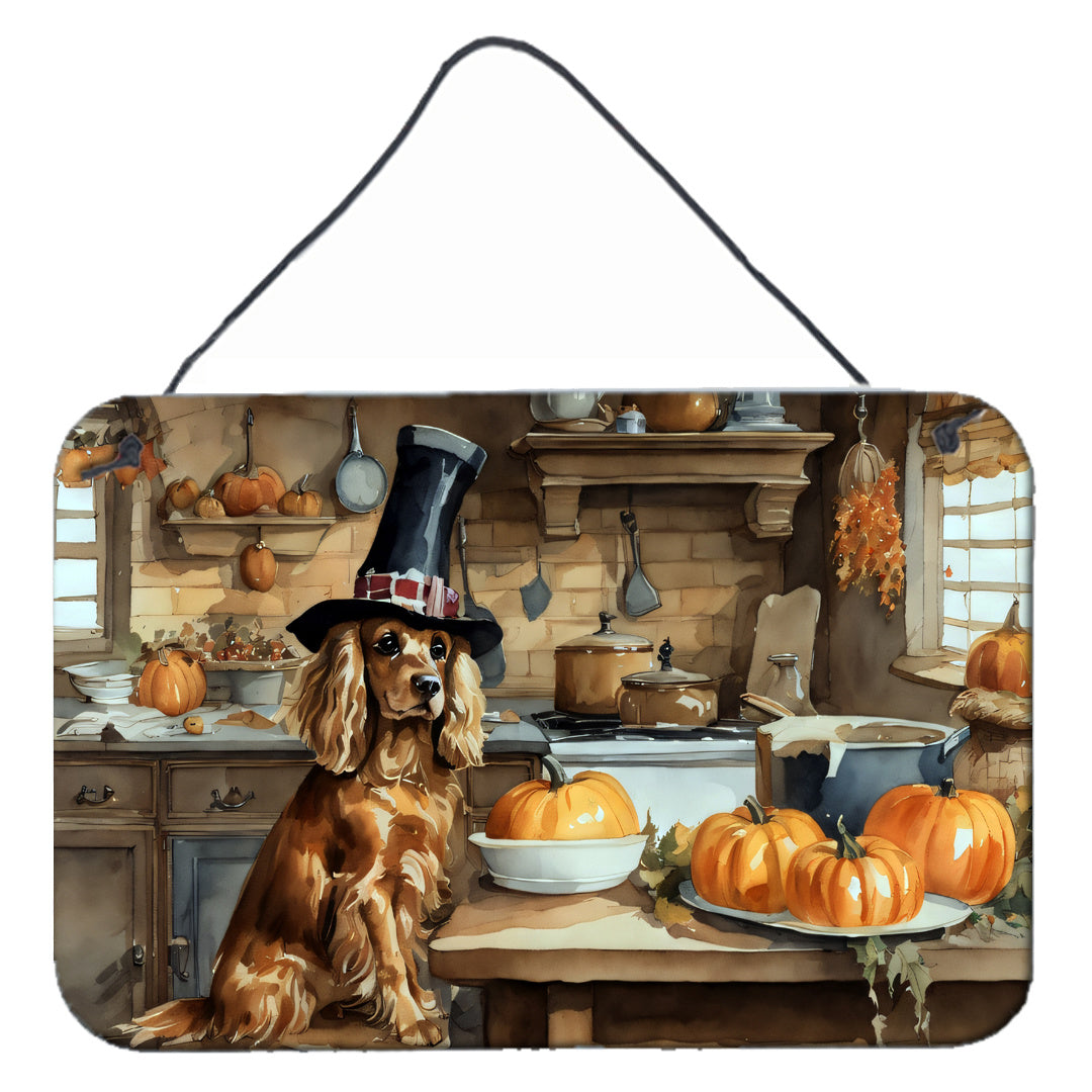 NEW Cocker Spaniel Fall Kitchen Pumpkins Wall or Door Hanging Prints Aluminum Metal Sign Kitchen Wall Bar Bathroom Plaque Home Decor, 8HX12W, Multicolor