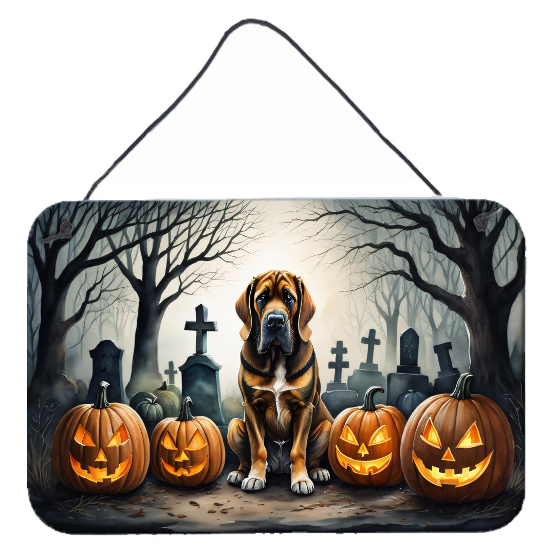 NEW Bloodhound Spooky Halloween Wall or Door Hanging Prints Aluminum Metal Sign Kitchen Wall Bar Bathroom Plaque Home Decor, 8HX12W, Multicolor