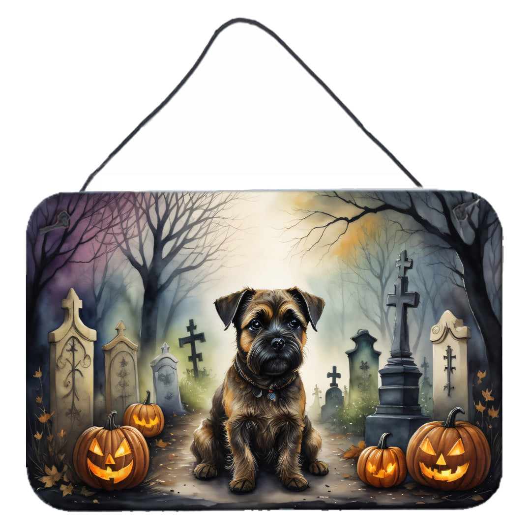 NEW Border Terrier Spooky Halloween Wall or Door Hanging Prints Aluminum Metal Sign Kitchen Wall Bar Bathroom Plaque Home Decor, 8HX12W, Multicolor