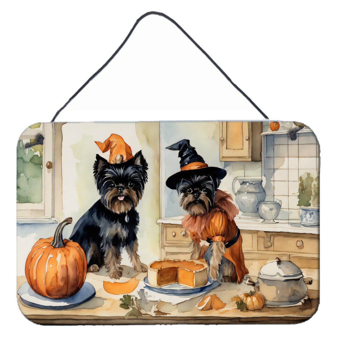 NEW Affenpinscher Fall Kitchen Pumpkins Wall or Door Hanging Prints Aluminum Metal Sign Kitchen Wall Bar Bathroom Plaque Home Decor, 8HX12W, Multicolor