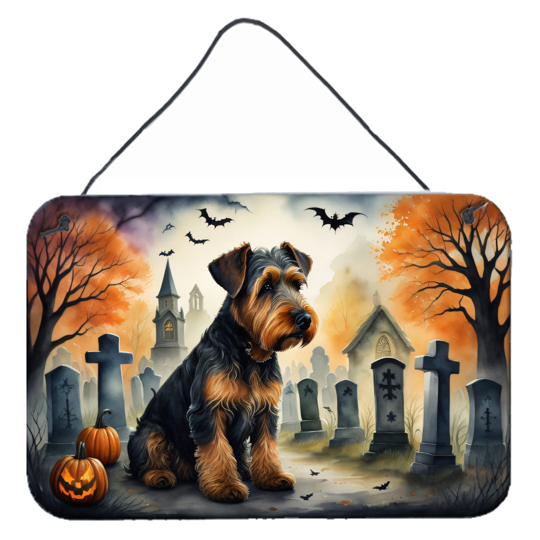 NEW Airedale Terrier Spooky Halloween Wall or Door Hanging Prints Aluminum Metal Sign Kitchen Wall Bar Bathroom Plaque Home Decor, 8HX12W, Multicolor