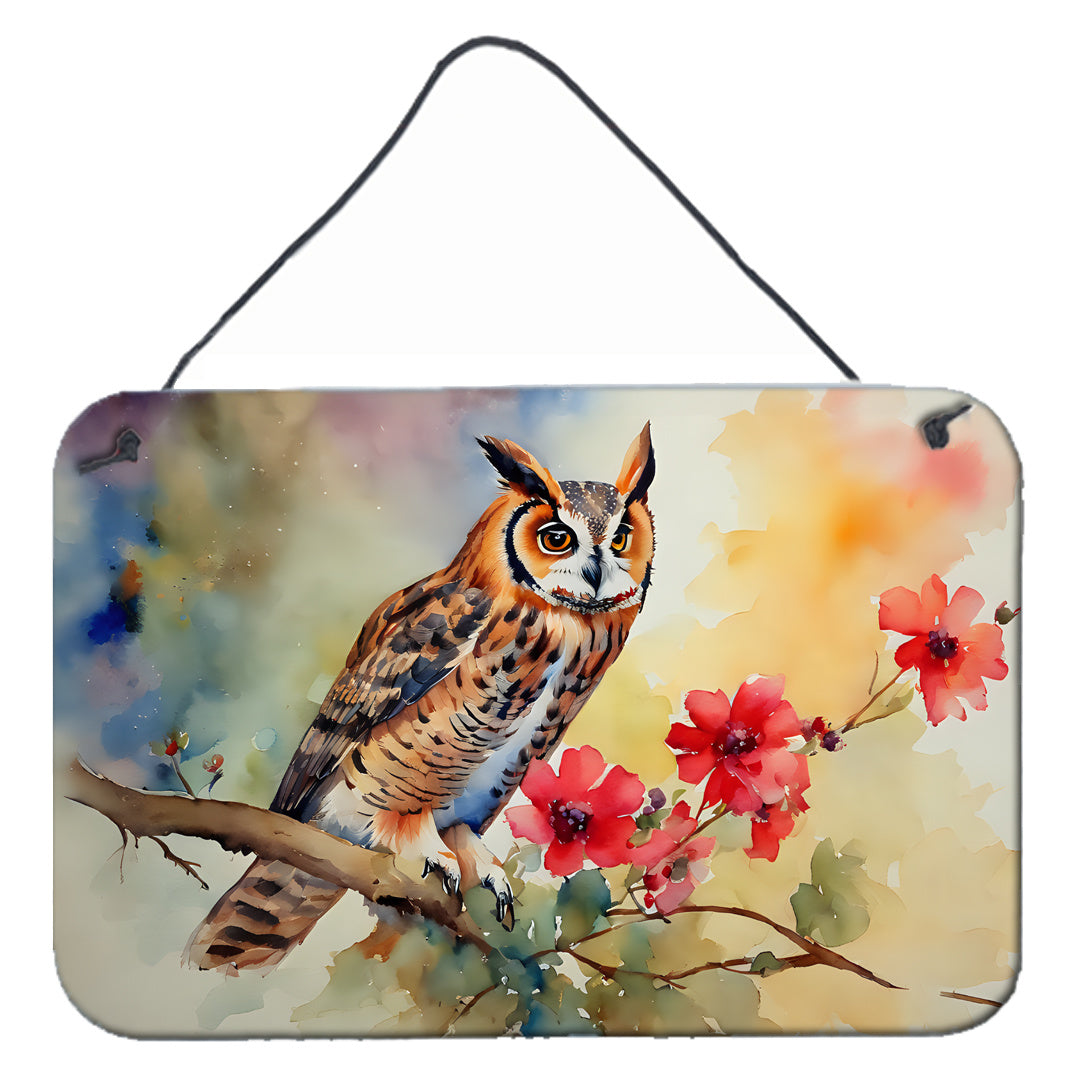 NEW Long-Eared Owl Wall or Door Hanging Prints Aluminum Metal Sign Kitchen Wall Bar Bathroom Plaque Home Decor, 8HX12W, Multicolor