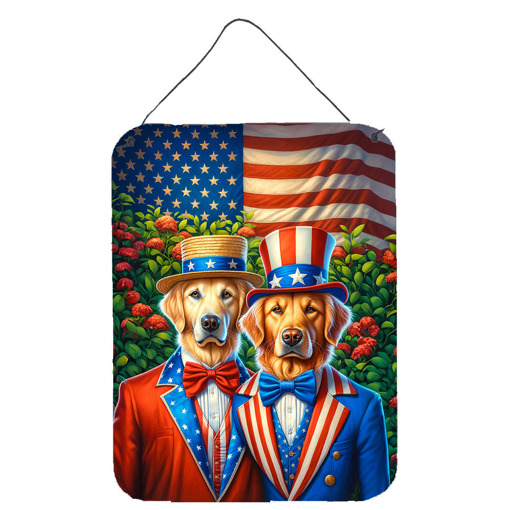 NEW All American Golden Retriever Wall or Door Hanging Prints Aluminum Metal Sign Kitchen Wall Bar Bathroom Plaque Home Decor Front Door Plaque, 12x16, Multicolor