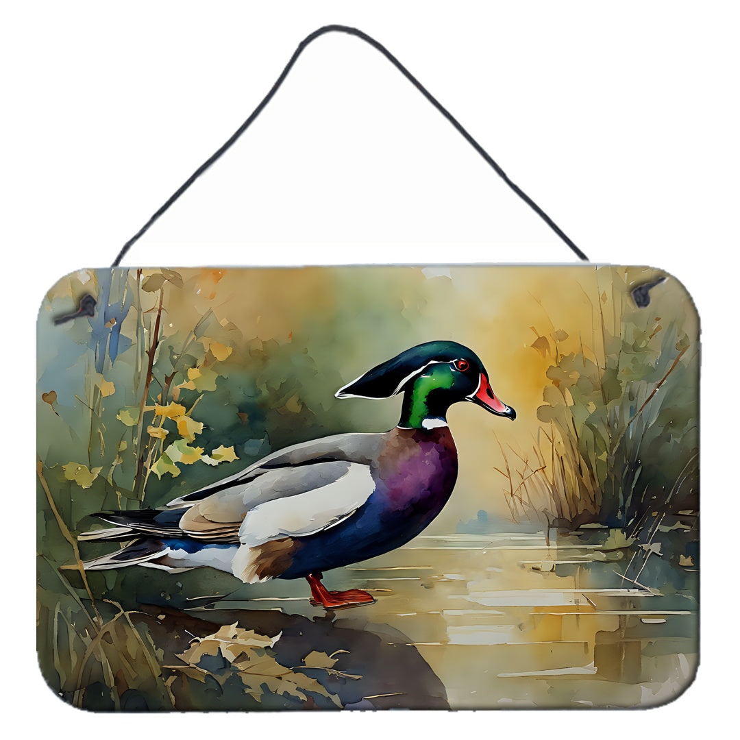 NEW Wood Duck Wall or Door Hanging Prints Aluminum Metal Sign Kitchen Wall Bar Bathroom Plaque Home Decor, 8HX12W, Multicolor