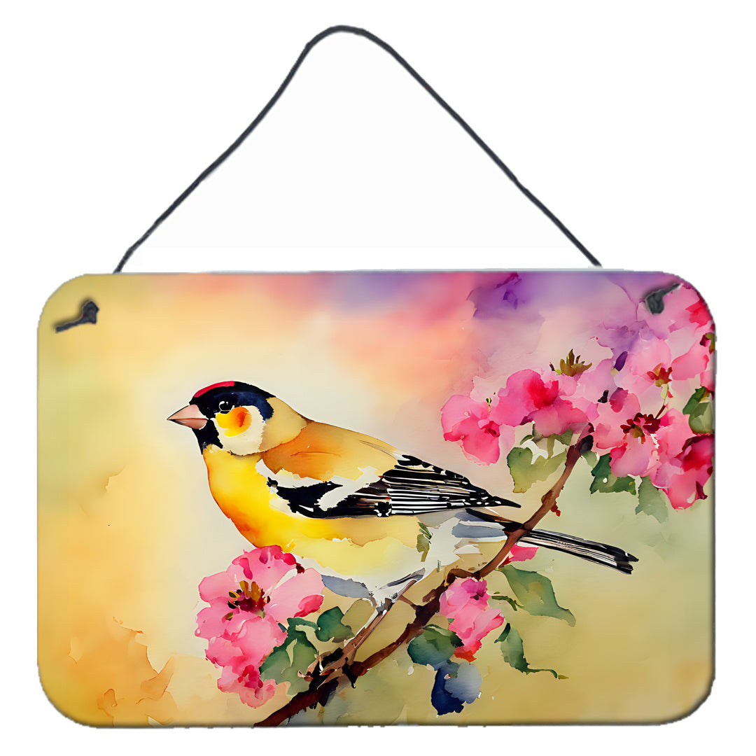 NEW Goldfinch Wall or Door Hanging Prints Aluminum Metal Sign Kitchen Wall Bar Bathroom Plaque Home Decor, 8HX12W, Multicolor