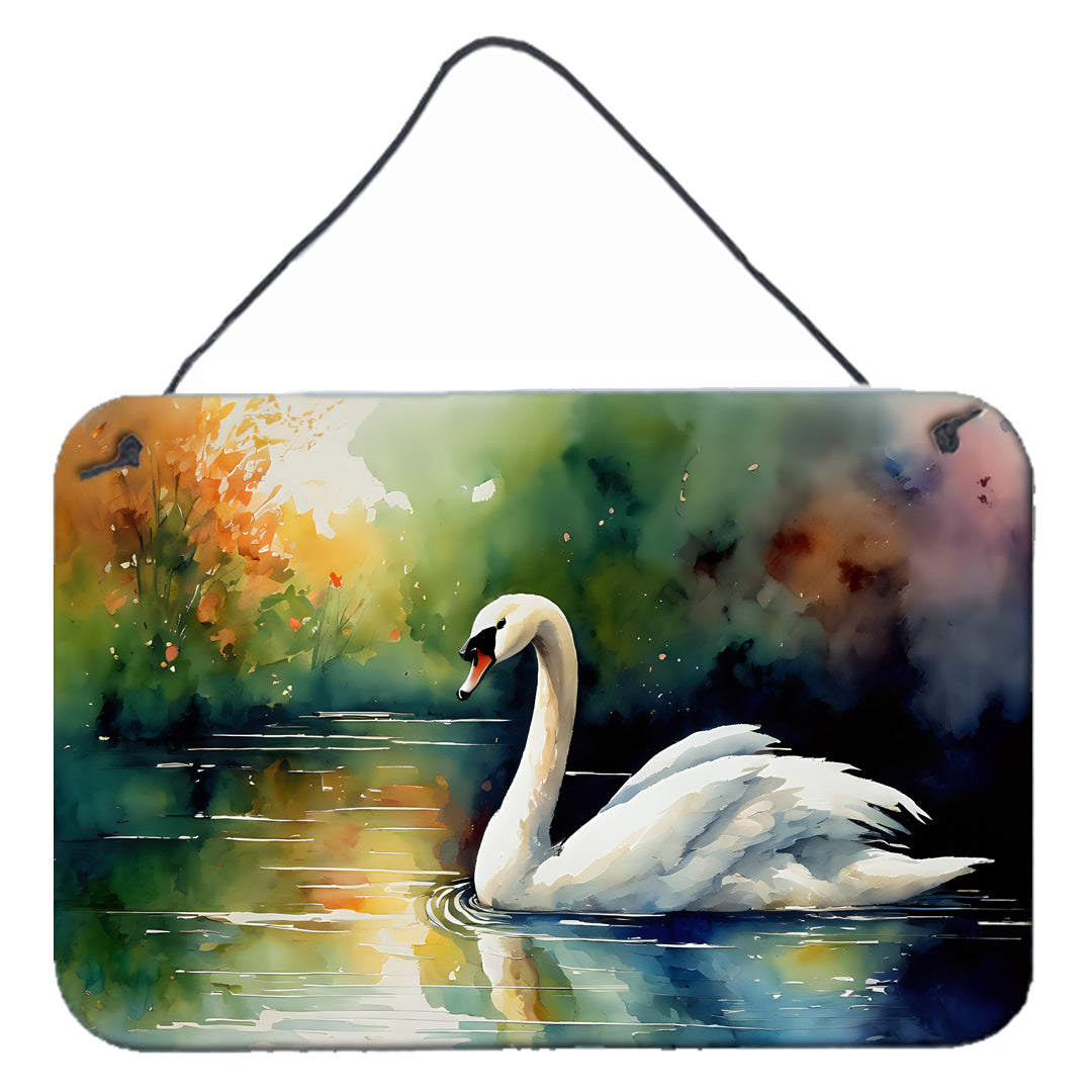 NEW Swan Wall or Door Hanging Prints Aluminum Metal Sign Kitchen Wall Bar Bathroom Plaque Home Decor, 8HX12W, Multicolor