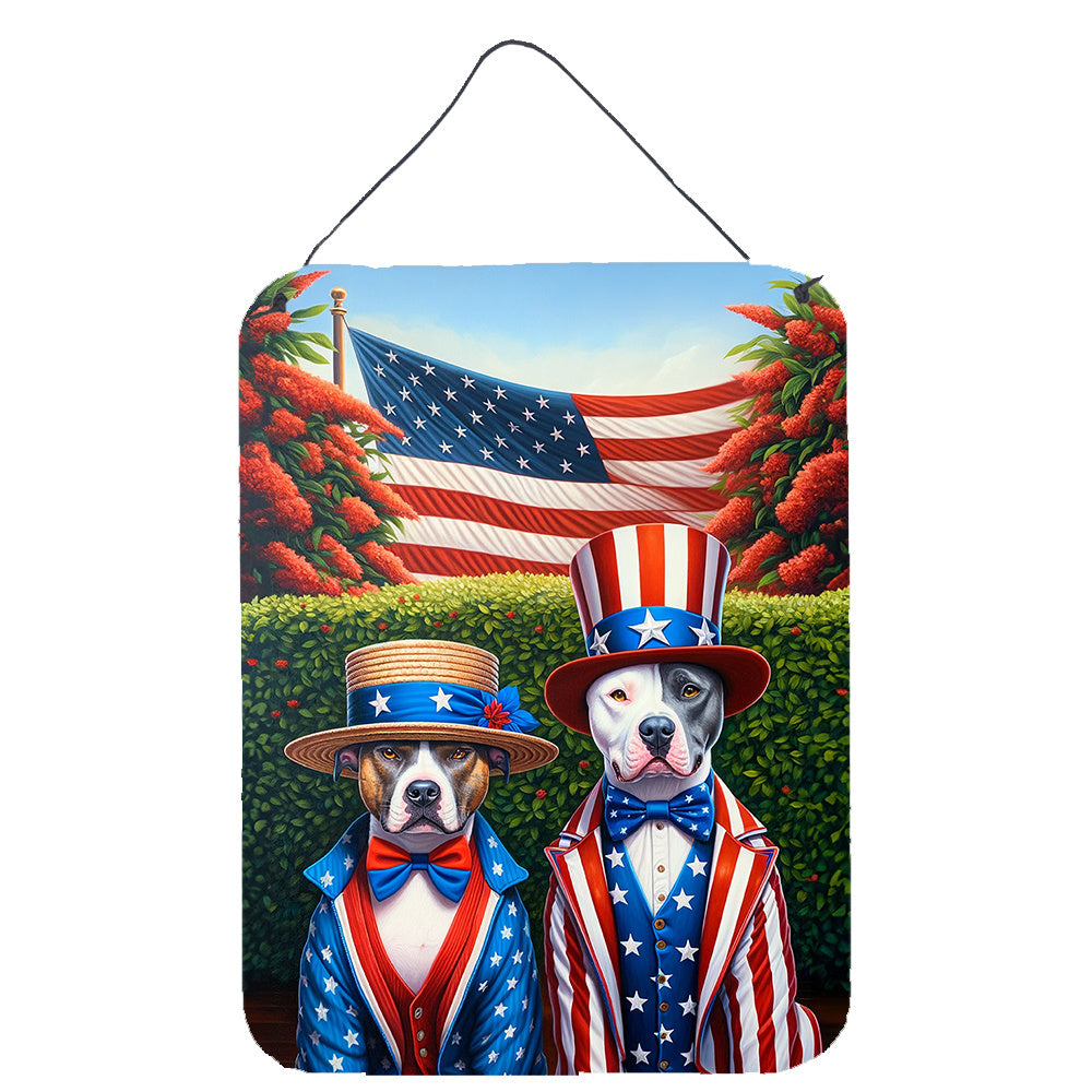 NEW All American Pit Bull Terrier Wall or Door Hanging Prints Aluminum Metal Sign Kitchen Wall Bar Bathroom Plaque Home Decor Front Door Plaque, 12x16, Multicolor