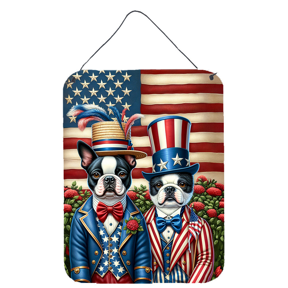 NEW All American Boston Terrier Wall or Door Hanging Prints Aluminum Metal Sign Kitchen Wall Bar Bathroom Plaque Home Decor Front Door Plaque, 12x16, Multicolor