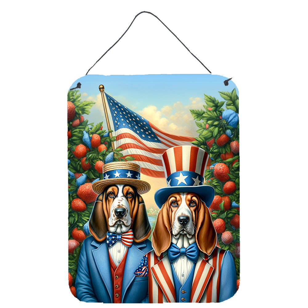 NEW All American Basset Hound Wall or Door Hanging Prints Aluminum Metal Sign Kitchen Wall Bar Bathroom Plaque Home Decor Front Door Plaque, 12x16, Multicolor