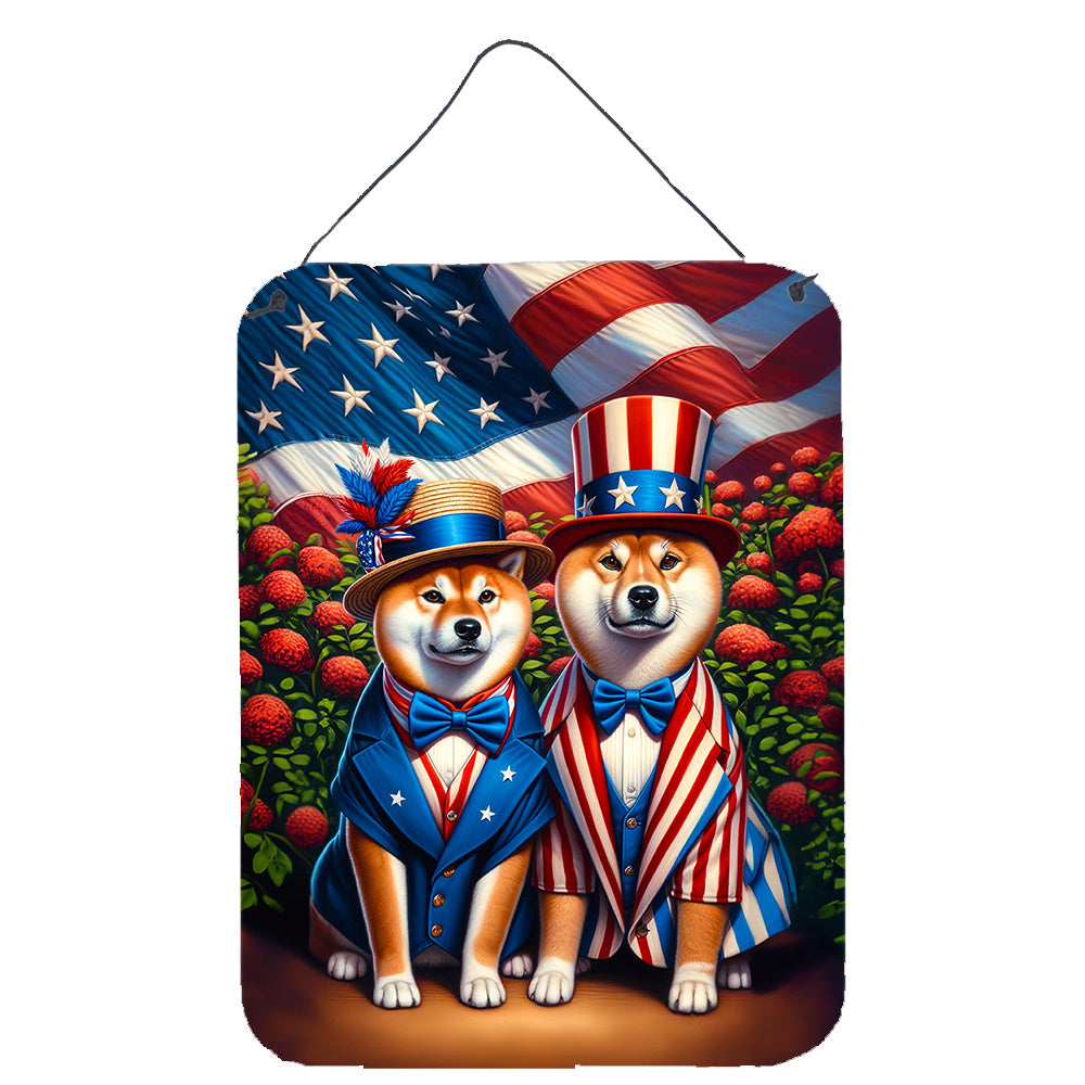 NEW All American Shiba Inu Wall or Door Hanging Prints Aluminum Metal Sign Kitchen Wall Bar Bathroom Plaque Home Decor Front Door Plaque, 12x16, Multicolor