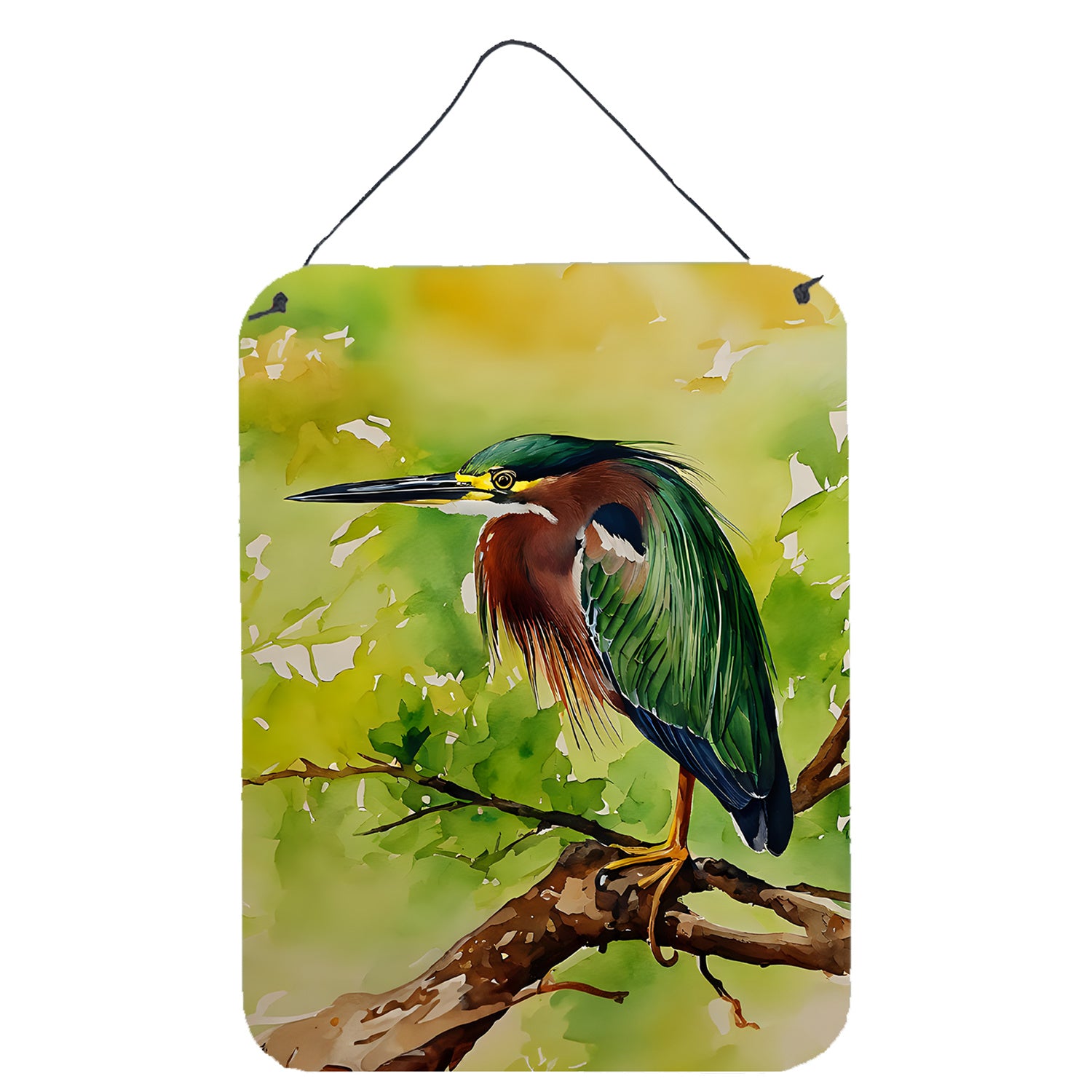 NEW Green Heron Wall or Door Hanging Prints Aluminum Metal Sign Kitchen Wall Bar Bathroom Plaque Home Decor Front Door Plaque, 12x16, Multicolor