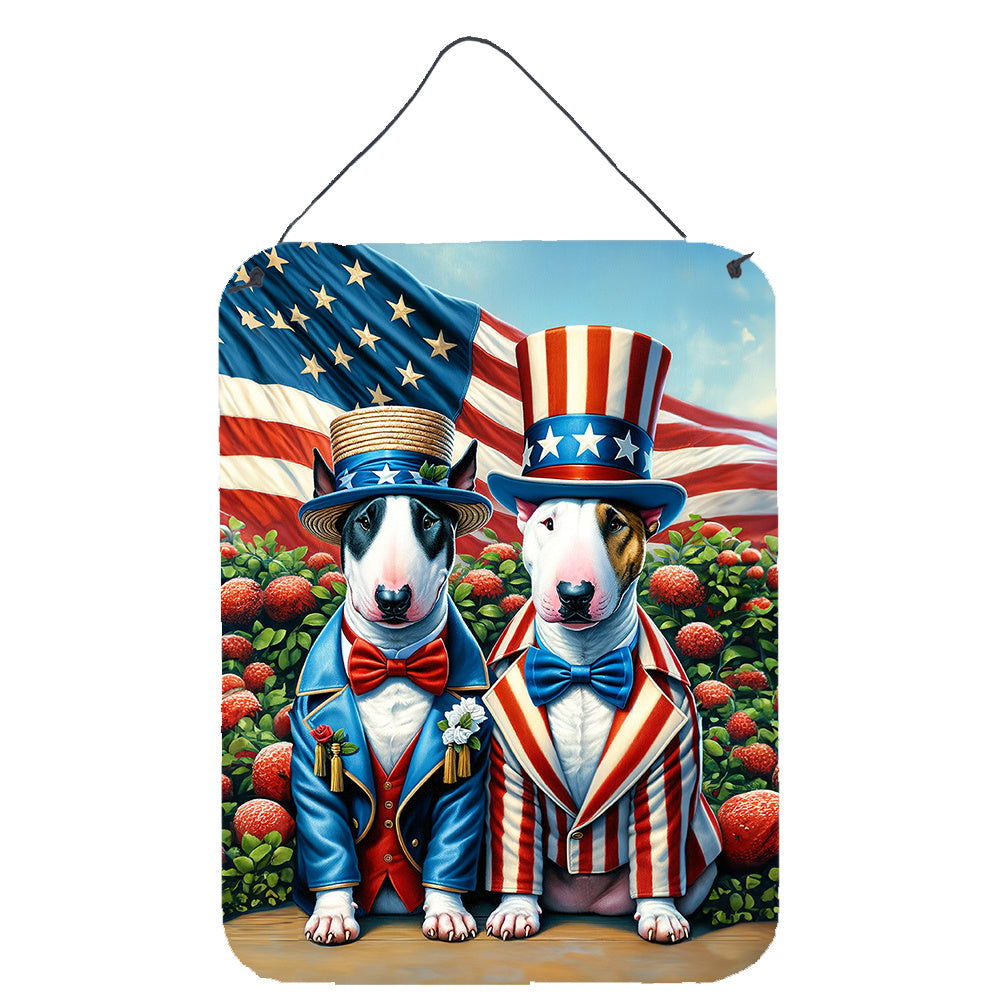 NEW All American Bull Terrier Wall or Door Hanging Prints Aluminum Metal Sign Kitchen Wall Bar Bathroom Plaque Home Decor Front Door Plaque, 12x16, Multicolor