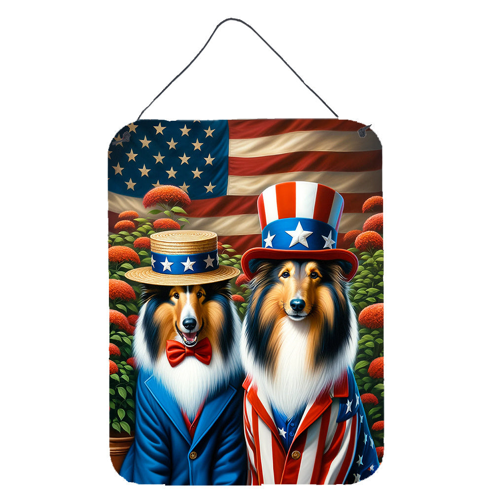 NEW All American Collie Wall or Door Hanging Prints Aluminum Metal Sign Kitchen Wall Bar Bathroom Plaque Home Decor Front Door Plaque, 12x16, Multicolor