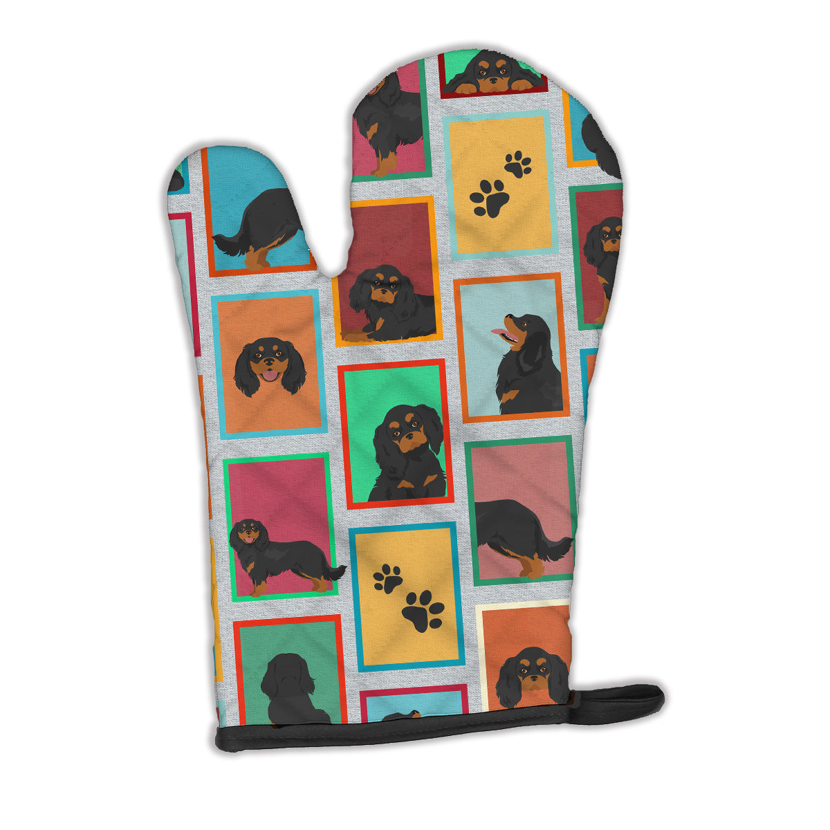 Lots of Black and Tan Cavalier King Charles Spaniel Oven Mitt Heat Resistant Thick Oven Mitt for Hot Pans and Oven, Kitchen Mitt Protect Hands, Cooking Baking Glove