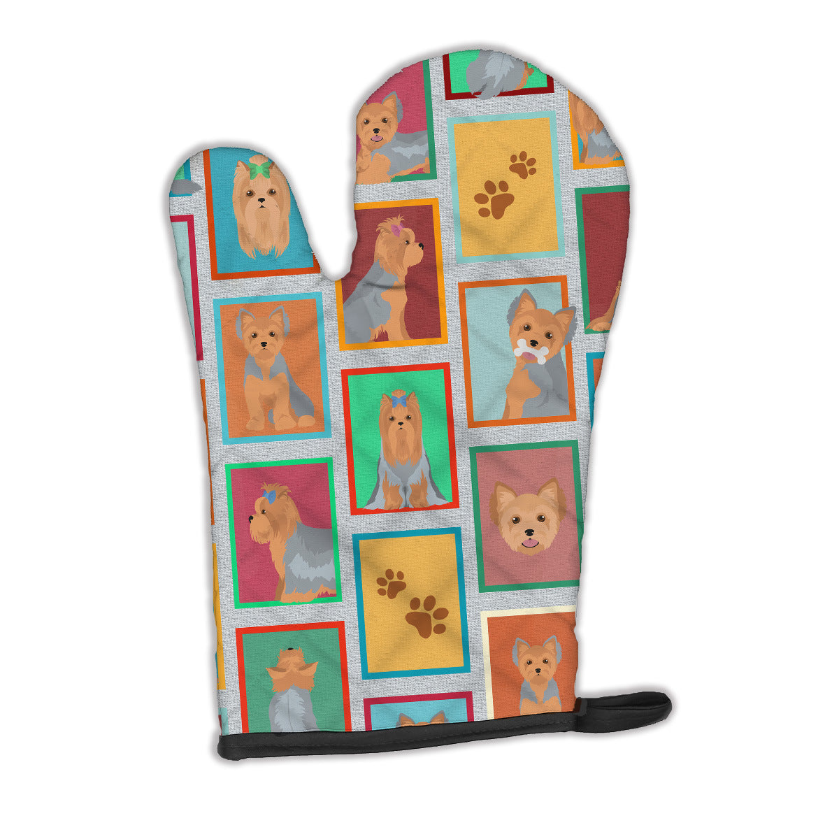 Lots of Blue and Tan Yorkie Oven Mitt Heat Resistant Thick Oven Mitt for Hot Pans and Oven, Kitchen Mitt Protect Hands, Cooking Baking Glove