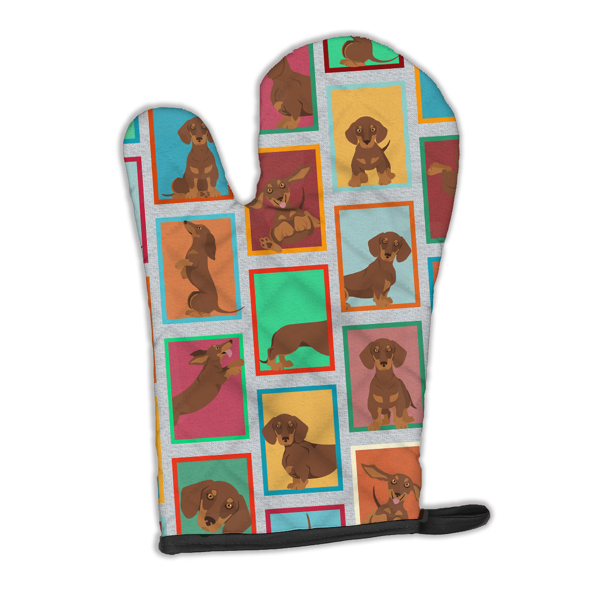 Lots of Chocolate and Tan Dachshund Oven Mitt Heat Resistant Thick Oven Mitt for Hot Pans and Oven, Kitchen Mitt Protect Hands, Cooking Baking Glove