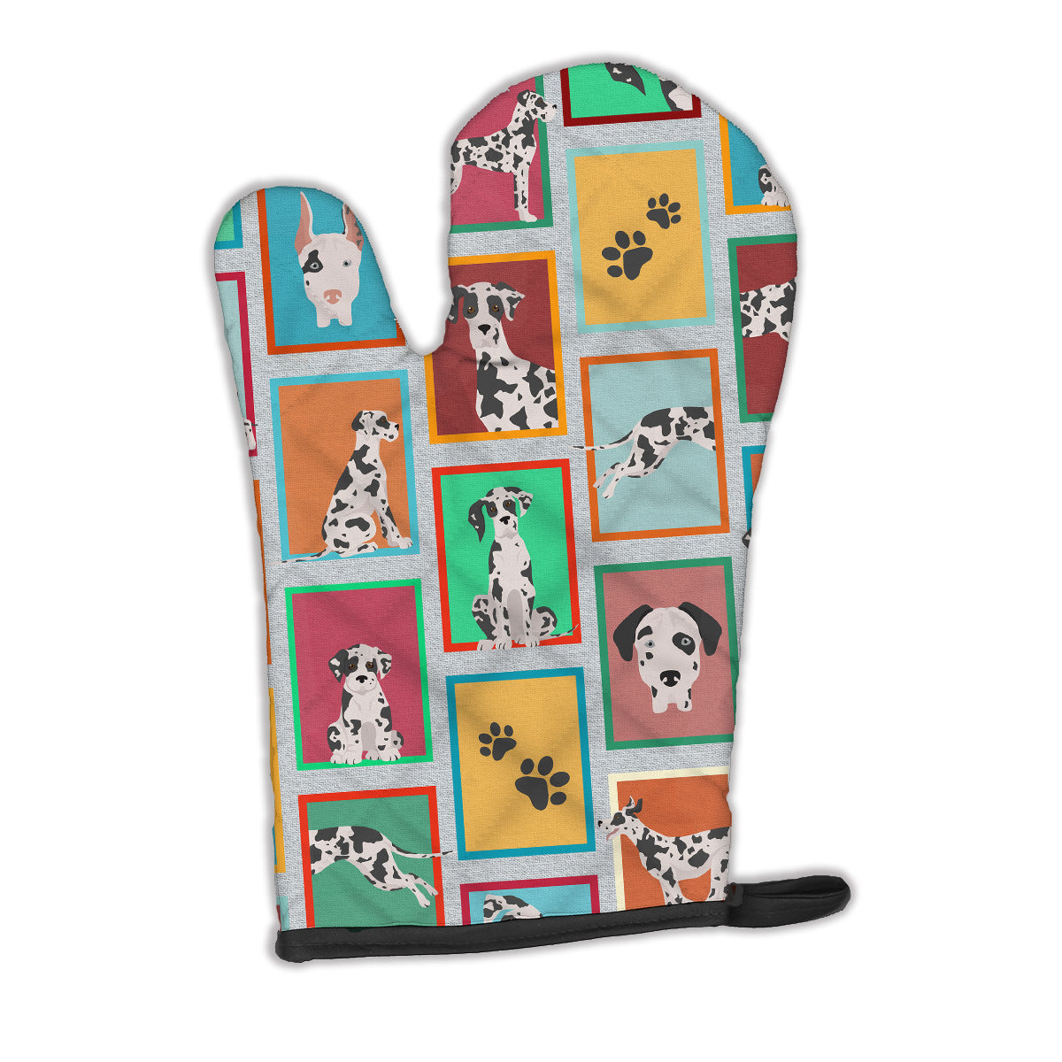 Lots of Harlequin Natural Ears Great Dane Oven Mitt Heat Resistant Thick Oven Mitt for Hot Pans and Oven, Kitchen Mitt Protect Hands, Cooking Baking Glove