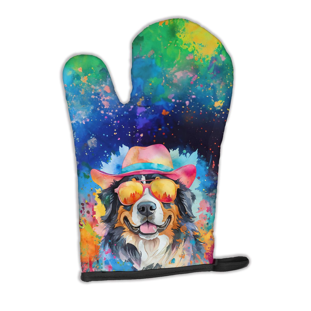 Bernese Mountain Dog Hippie Dawg Oven Mitt Heat Resistant Thick Oven Mitt for Hot Pans and Oven, Kitchen Mitt Protect Hands, Cooking Baking Glove