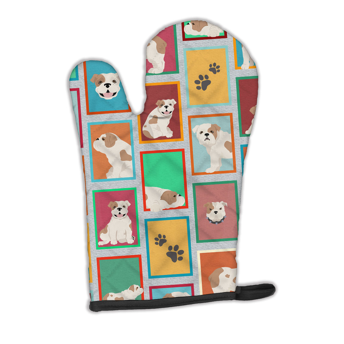 Lots of Piebald English Bulldog Oven Mitt Heat Resistant Thick Oven Mitt for Hot Pans and Oven, Kitchen Mitt Protect Hands, Cooking Baking Glove