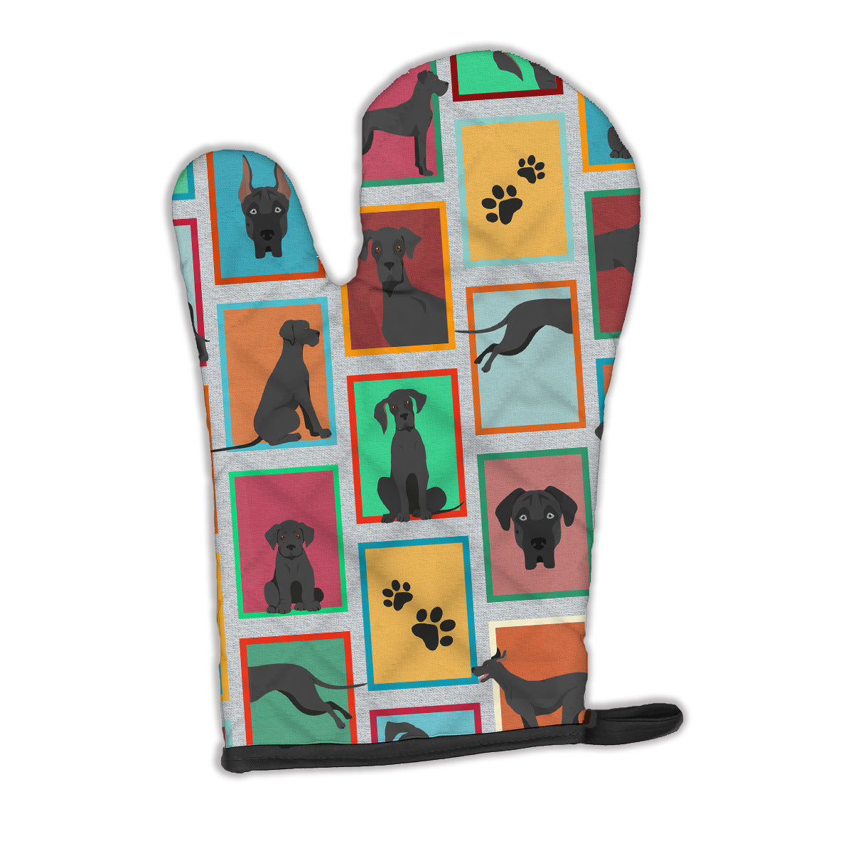 Lots of Black Great Dane Oven Mitt Heat Resistant Thick Oven Mitt for Hot Pans and Oven, Kitchen Mitt Protect Hands, Cooking Baking Glove